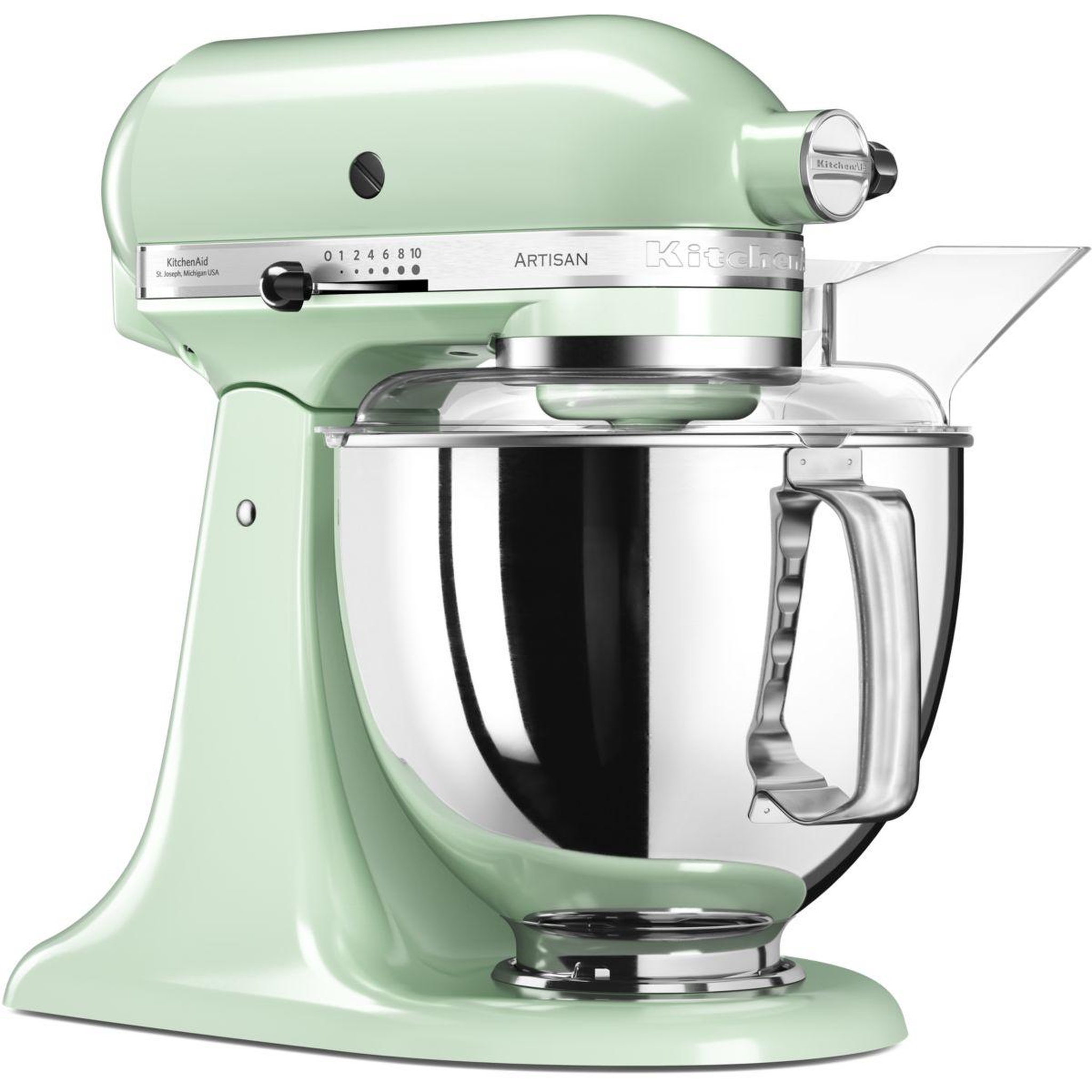 Voir la diapositive 2 : KitchenAid Robot pâtissier 5ksm175psept macaron pistache, 4,8 l, bol avec poignée + bol 3 l, batteur souple et couvercle