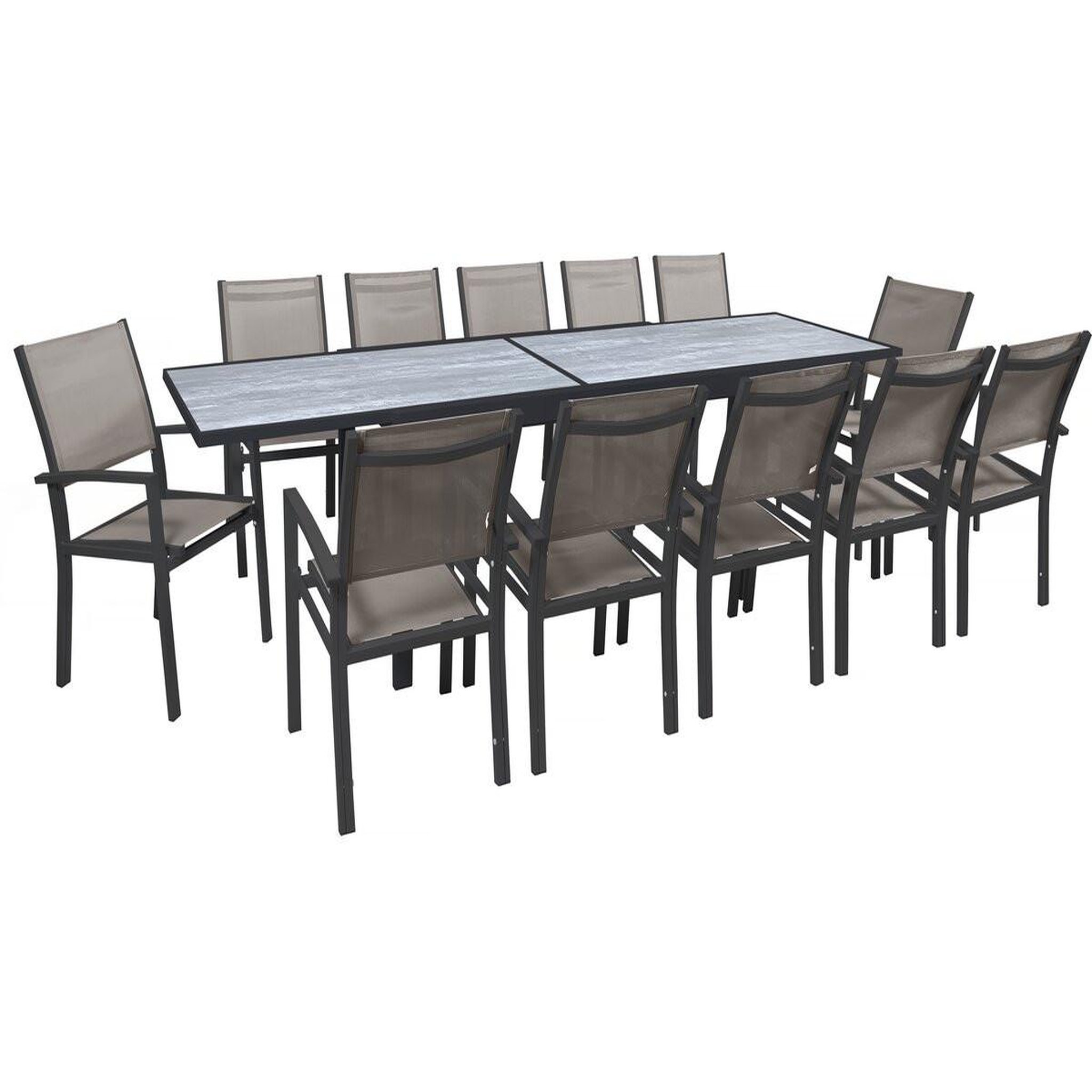 Habitat et Jardin Salon de jardin repas extensible  lagos  - 200/320 cm - taupe - 12 places