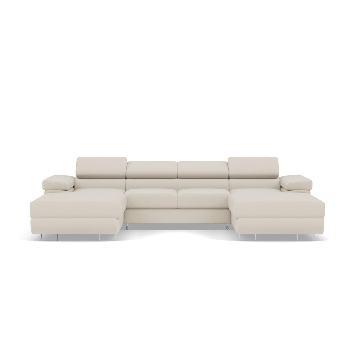 BEST MOBILIER Pablo - canapé panoramique en u - 7 places - convertible avec coffres et têtières réglables - en velours