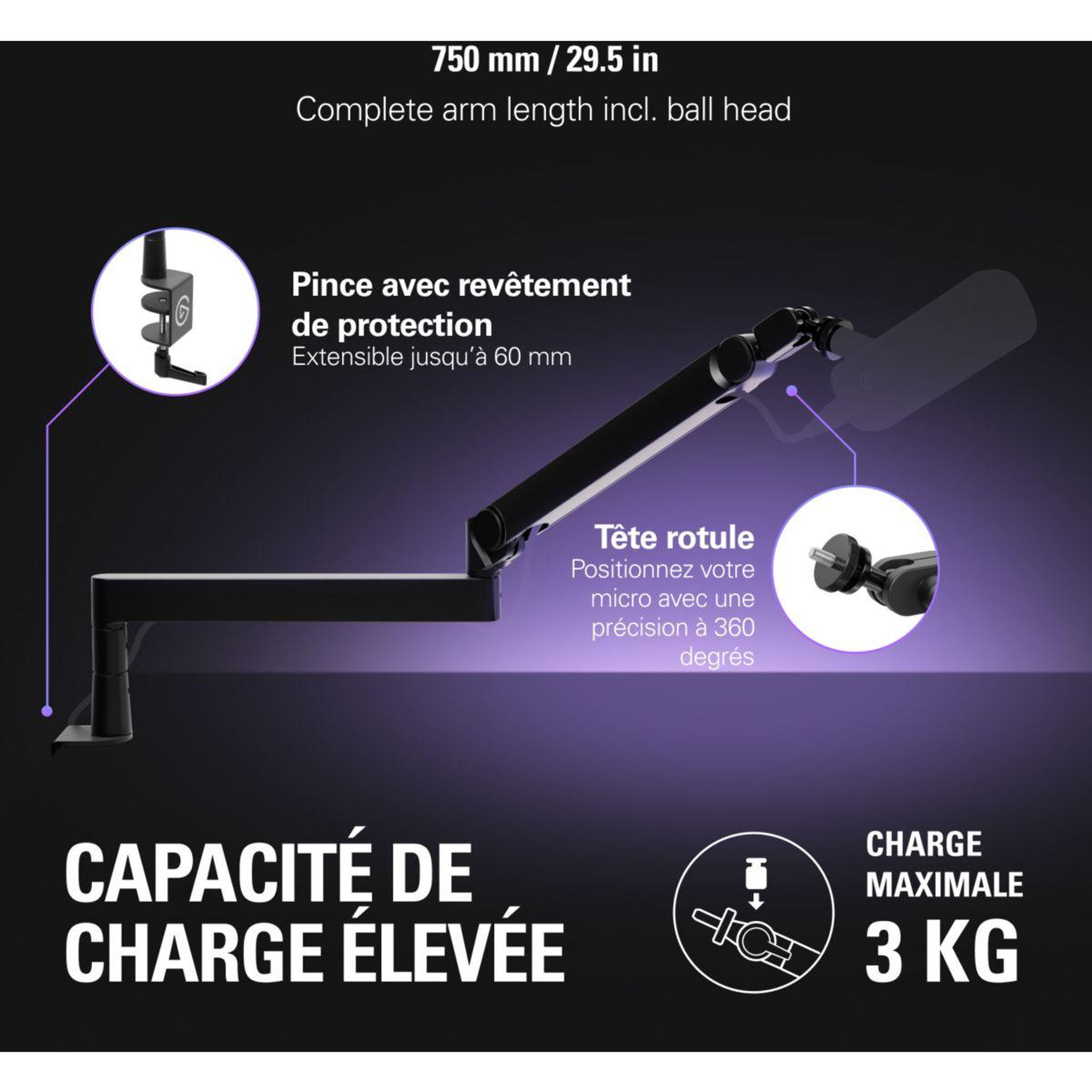 Voir la diapositive 5 : ELGATO GAMING Bras de micro wave mic arm pro