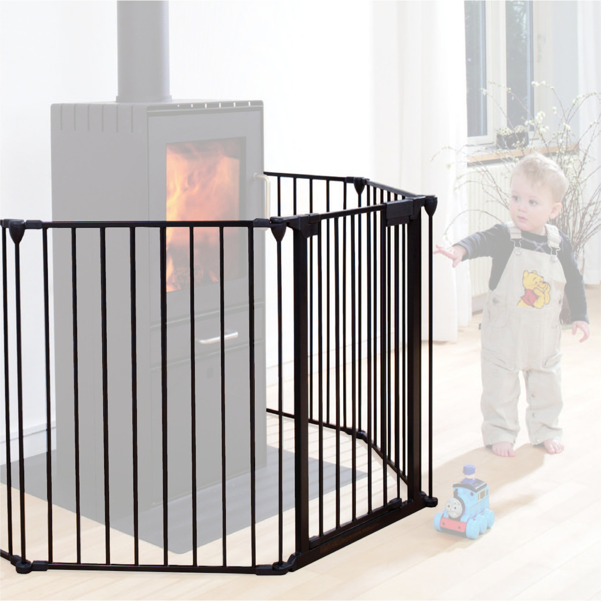 Voir la diapositive 1 : AT4 Barrière de sécurité pare-feu en métal noir 240 cm