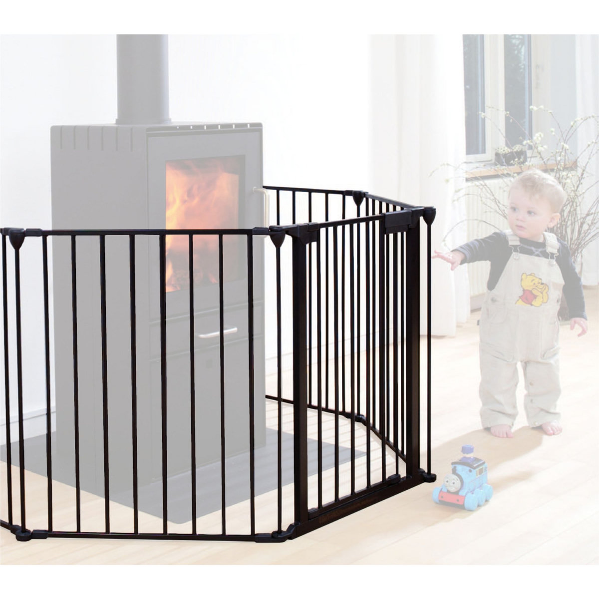 AT4 Barrière de sécurité pare-feu en métal noir 240 cm