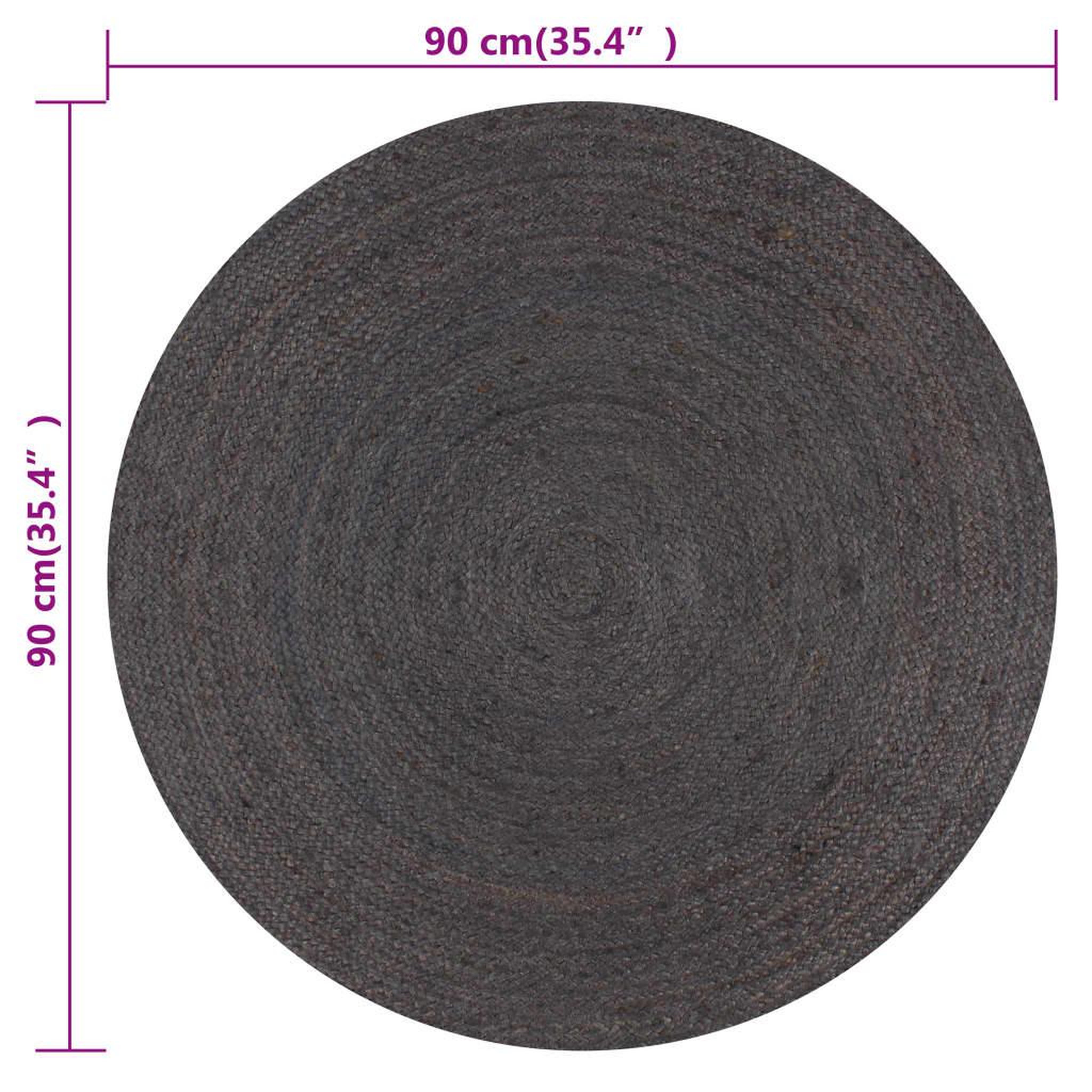 Voir la diapositive 6 : VIDAXL Tapis fait a la main Jute Rond 90 cm Gris fonce
