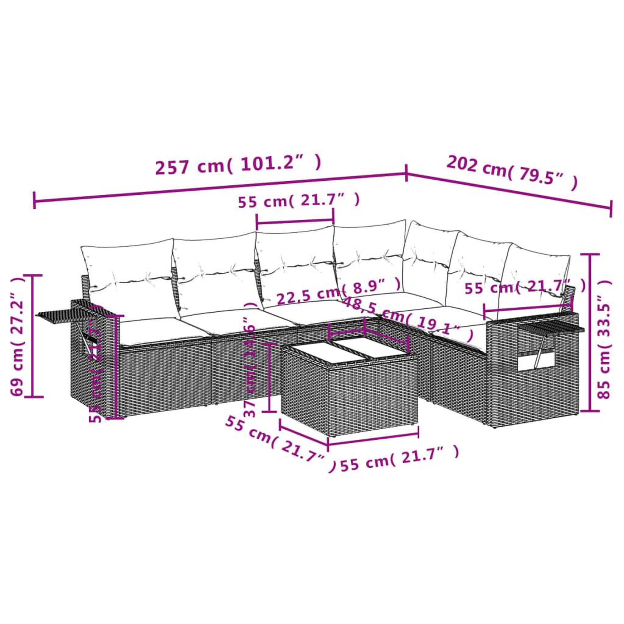 Voir la diapositive 4 : VIDAXL Salon de jardin avec coussins 7 pcs gris resine tressee
