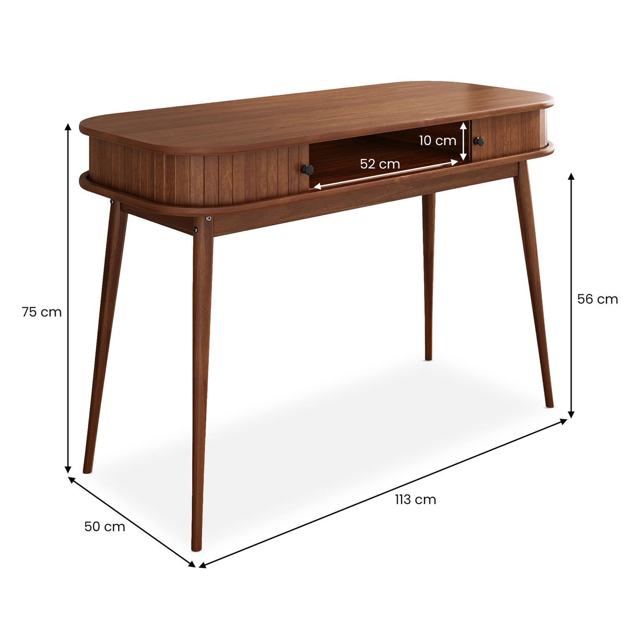 Voir la diapositive 6 : IDIMEX Bureau JARI avec rangement porte coulissante, en bois massif