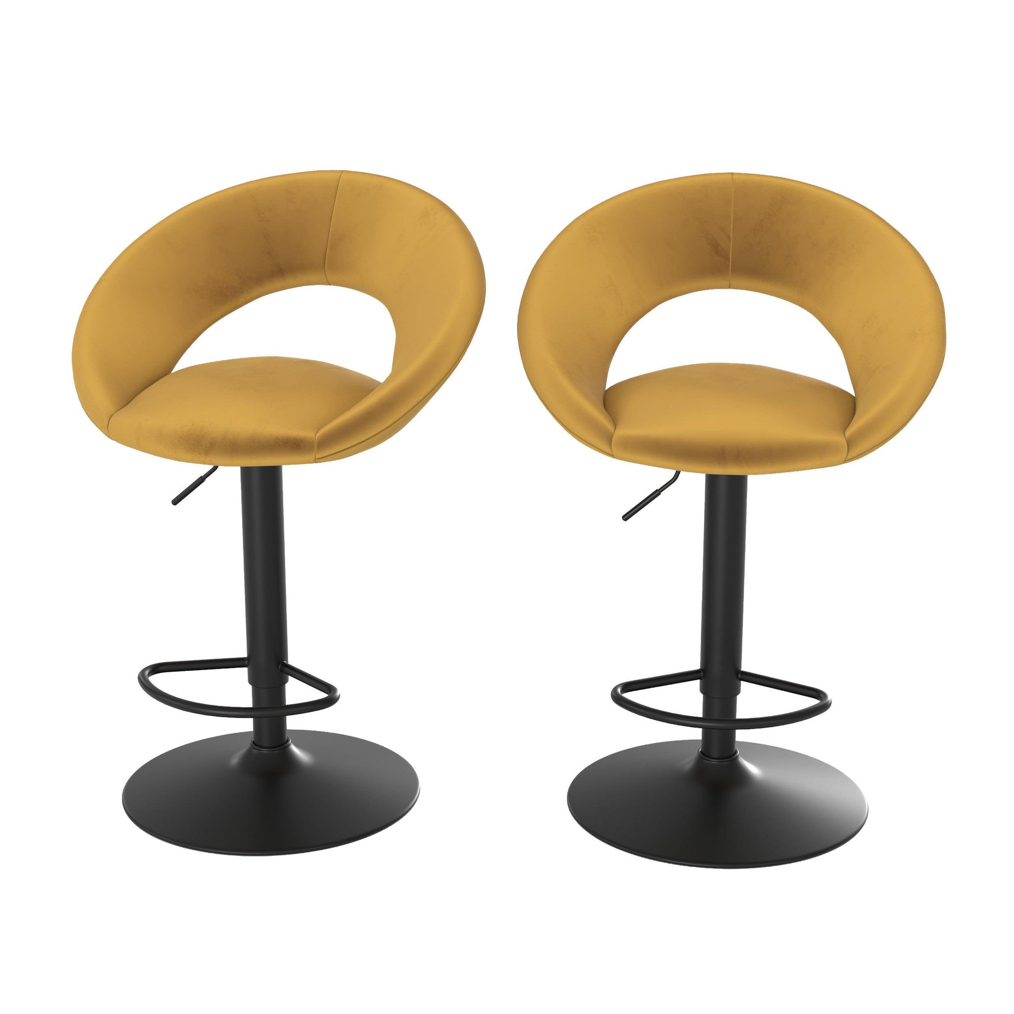 MAISON PAVANE Lot de 2 chaises de bar en velours jaune curry 61/76,5 cm-cloclo