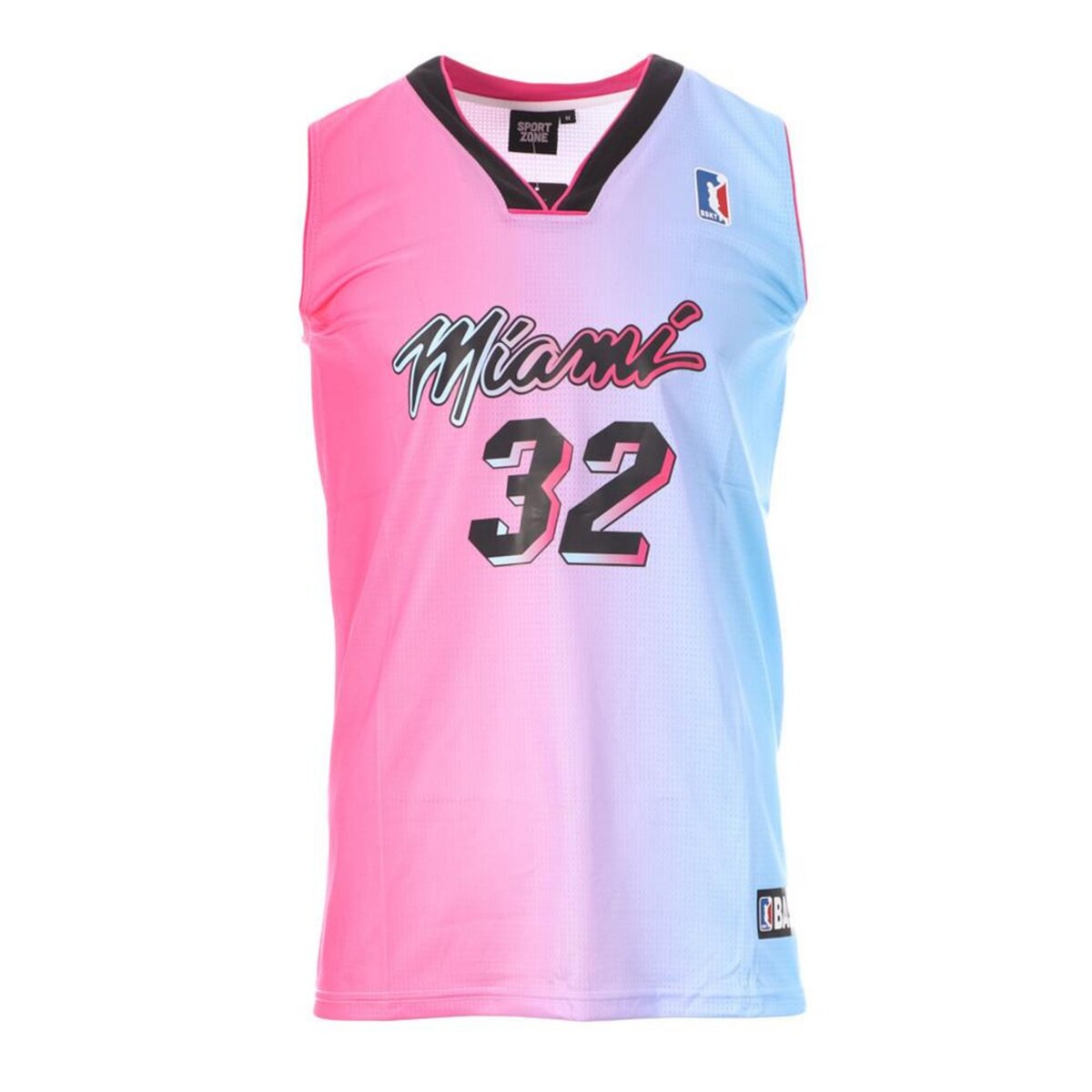 Miami Maillot de basket Rose bleu Homme Sport Zone Miami 32 pas