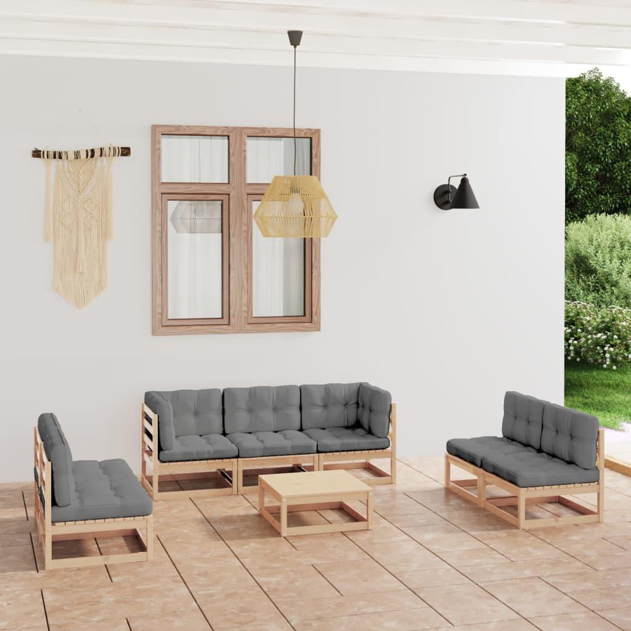 Voir la diapositive 1 : VIDAXL Salon de jardin 8 pcs avec coussins Bois de pin massif