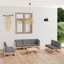 Voir la diapositive 1 : VIDAXL Salon de jardin 8 pcs avec coussins Bois de pin massif