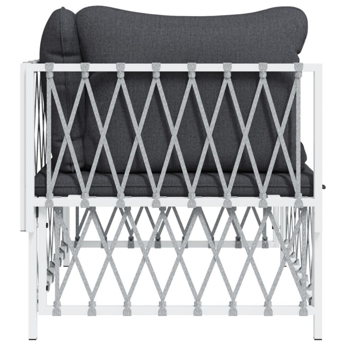 VIDAXL Canape d'angle de jardin avec coussins blanc tissu tisse