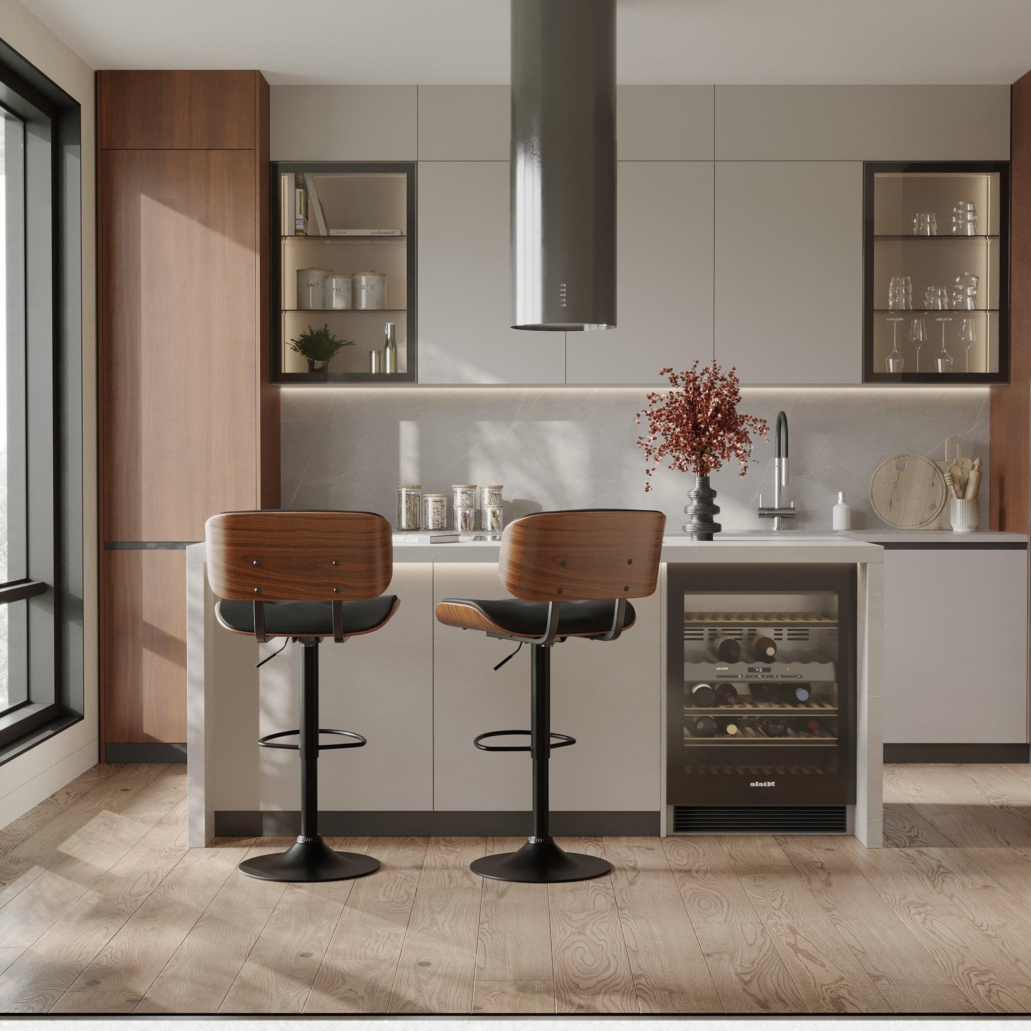 Voir la diapositive 5 : MAISON PAVANE Chaise de bar réglable 65/86 cm en cuir synthétique noir-melchior
