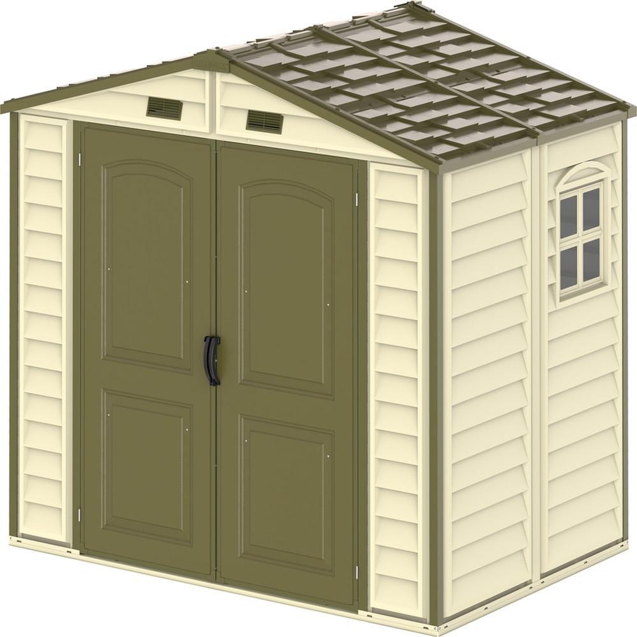 CENTRALE BRICO Abri PVC Woodstyle PREMIUM - 4,13m² - Kit fondation + 1 fenêtre - Beige