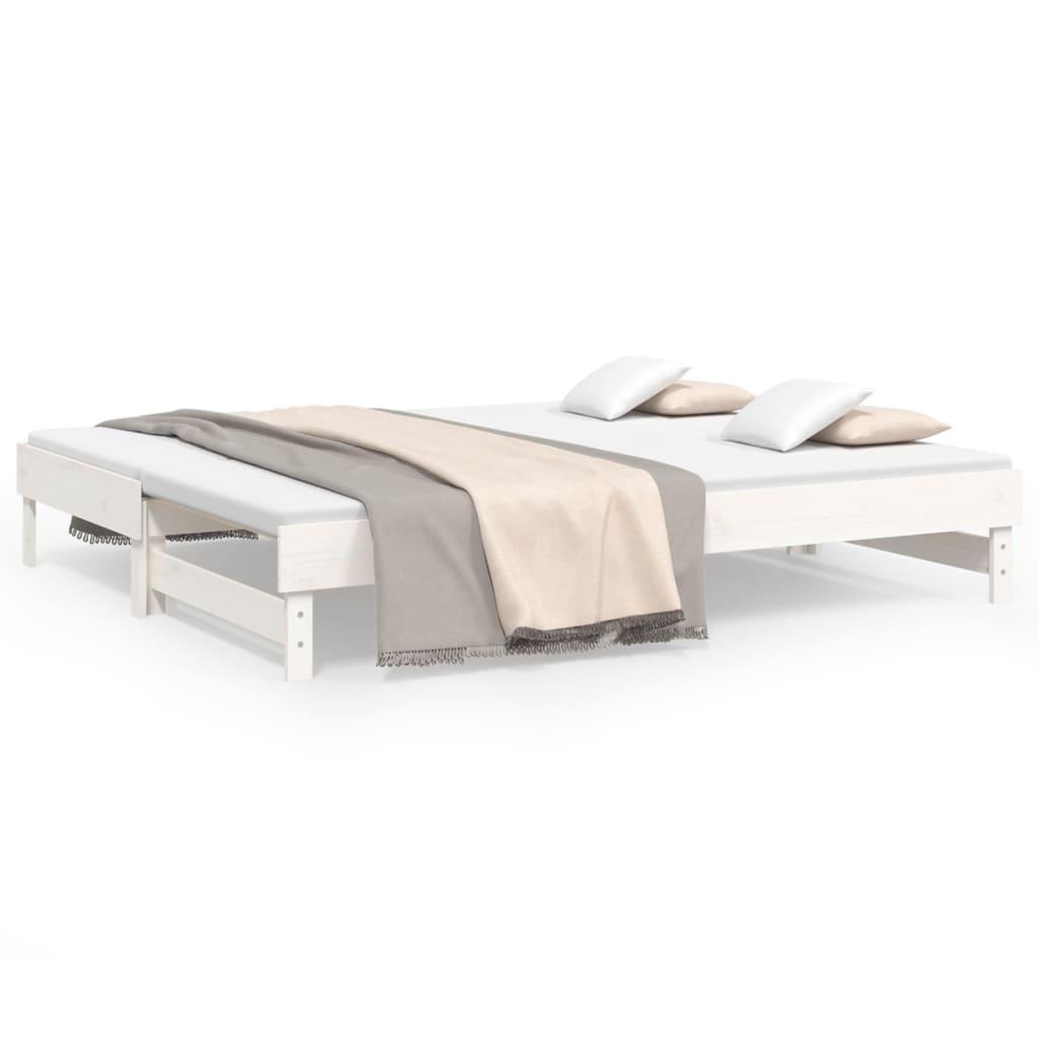 Voir la diapositive 2 : VIDAXL Lit coulissant sans matelas blanc 2x(100x200) cm