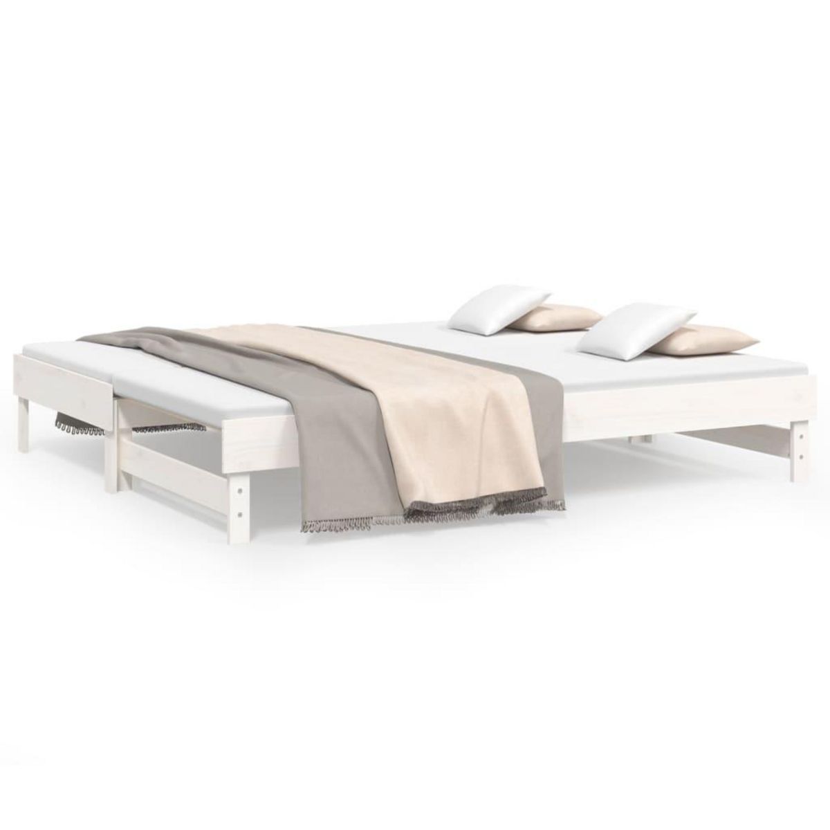 VIDAXL Lit coulissant sans matelas blanc 2x(100x200) cm