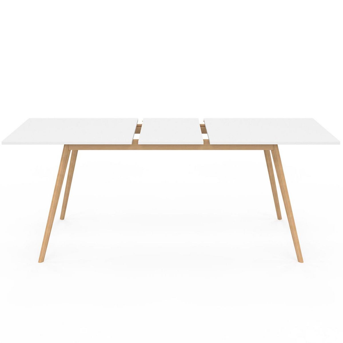 ID MARKET Ensemble table à manger extensible INGA 160-200 cm et 6 chaises SARA blanches design scandinave