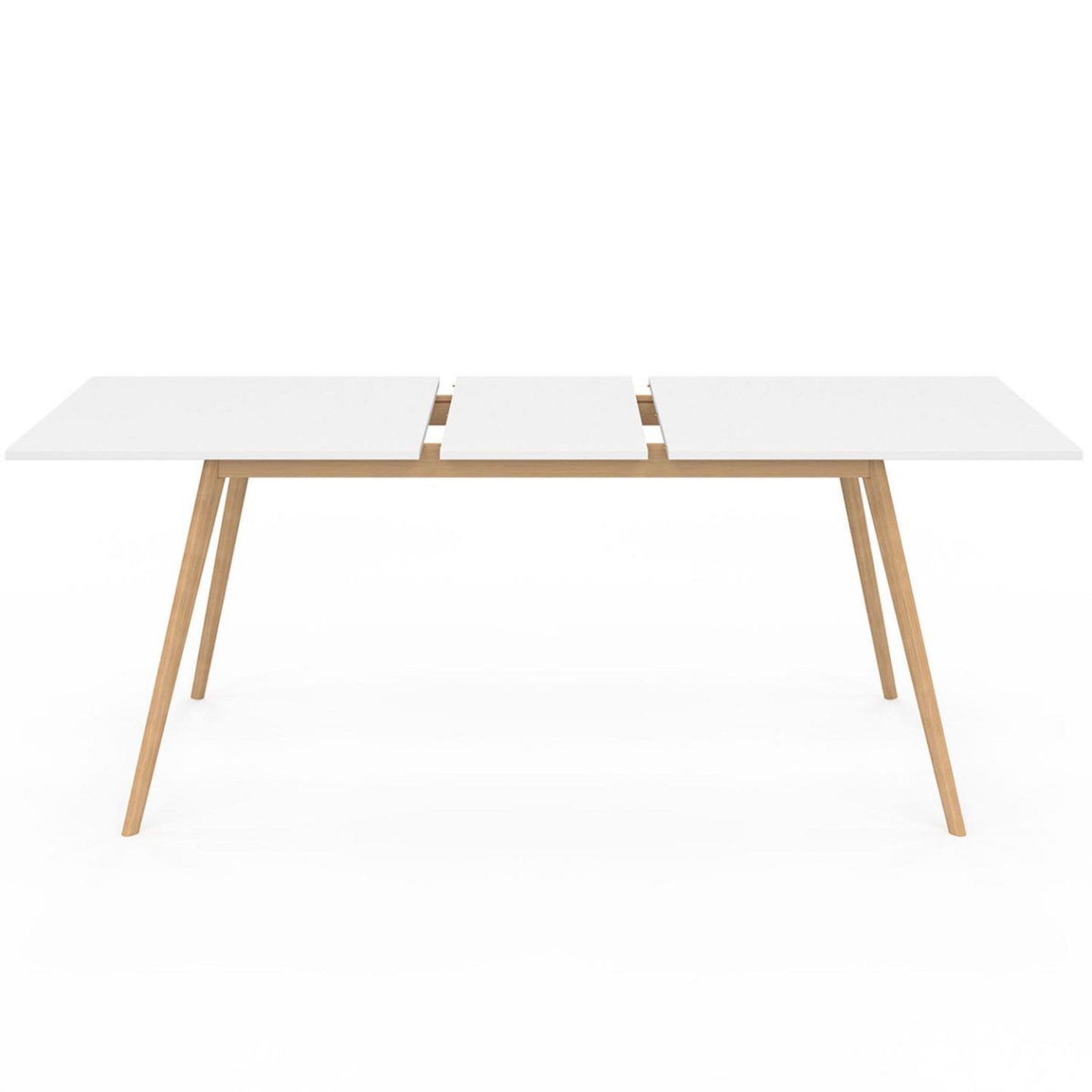 ID MARKET Ensemble table à manger extensible INGA 160-200 cm et 6 chaises SARA blanches design scandinave