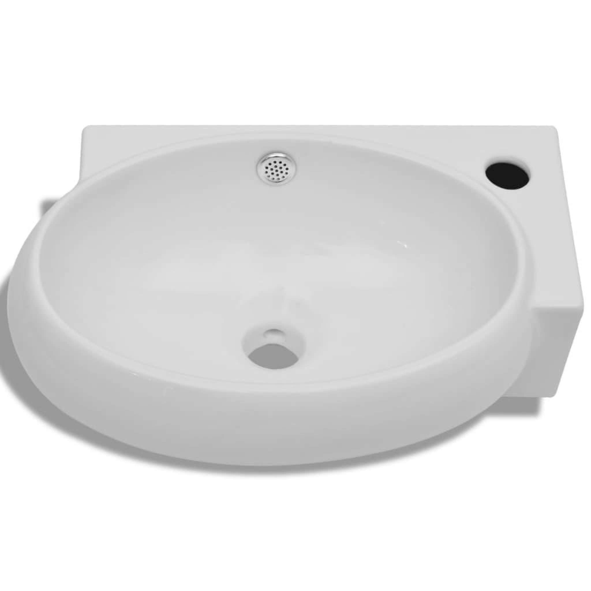 Voir la diapositive 3 : VIDAXL Vasque de salle de bains ceramique blanc avec trou de trop-plein