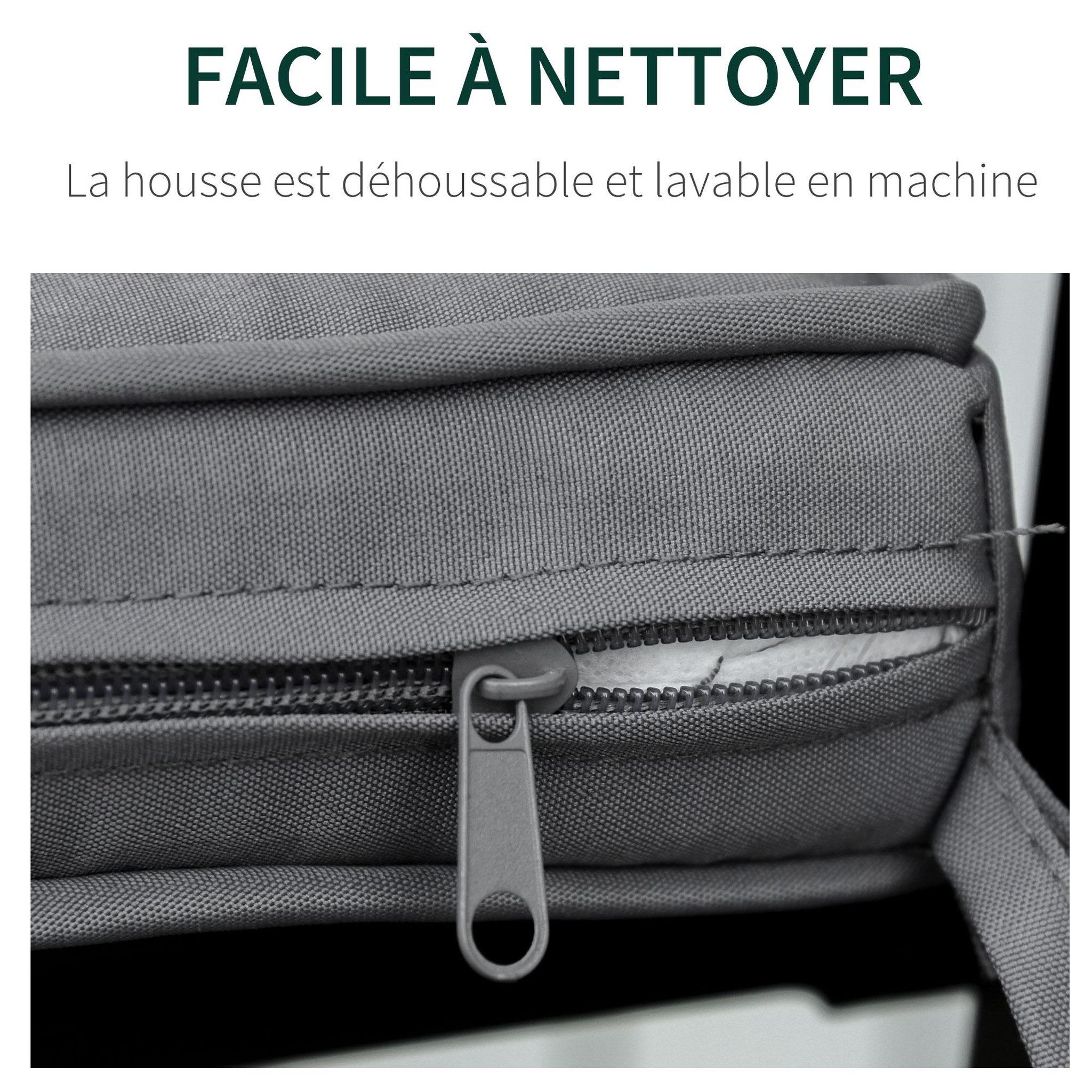 Voir la diapositive 5 : OUTSUNNY Coussins de banc de jardin déhoussables - coussins balancelle - lot de 2 - dim. 120L x 50l cm - rembourrage 5 cm - cordons d'attache - polyester gris