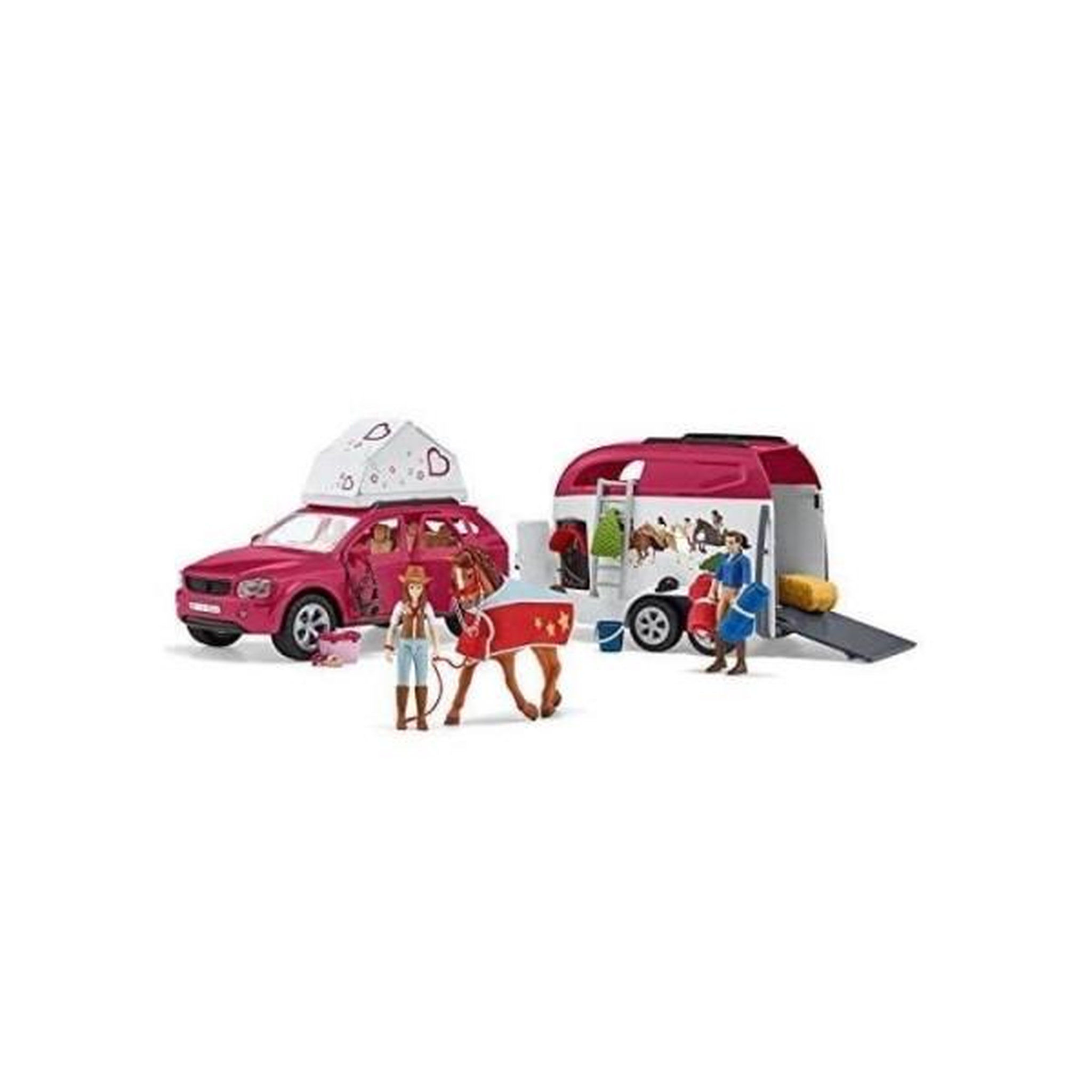 Voir la diapositive 2 : Schleich Voyage en voiture avec remorque pour chevaux, Coffret figurines Schleich 42535 Horse Club pour enfants de 5 ans