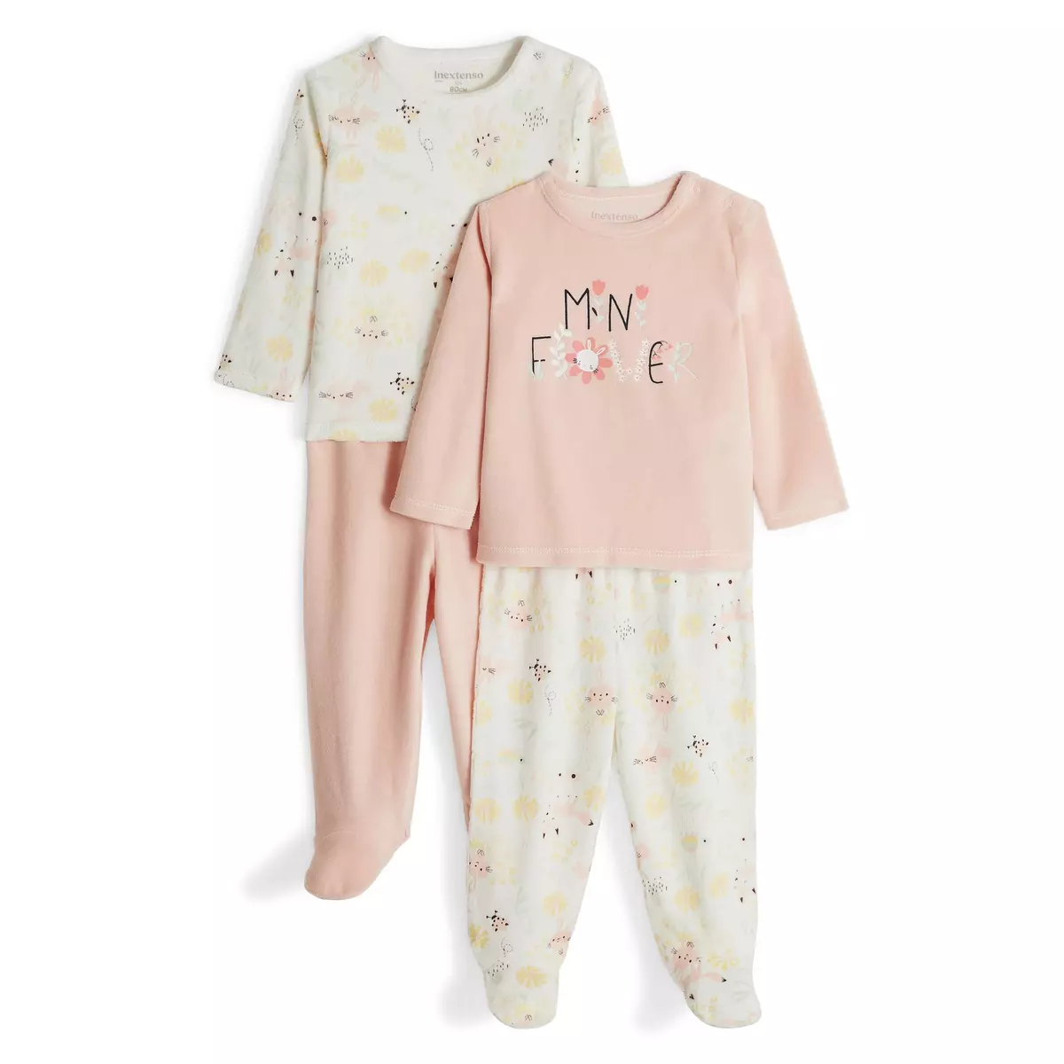 INEXTENSO Lot de 2 pyjamas velours bébé fille