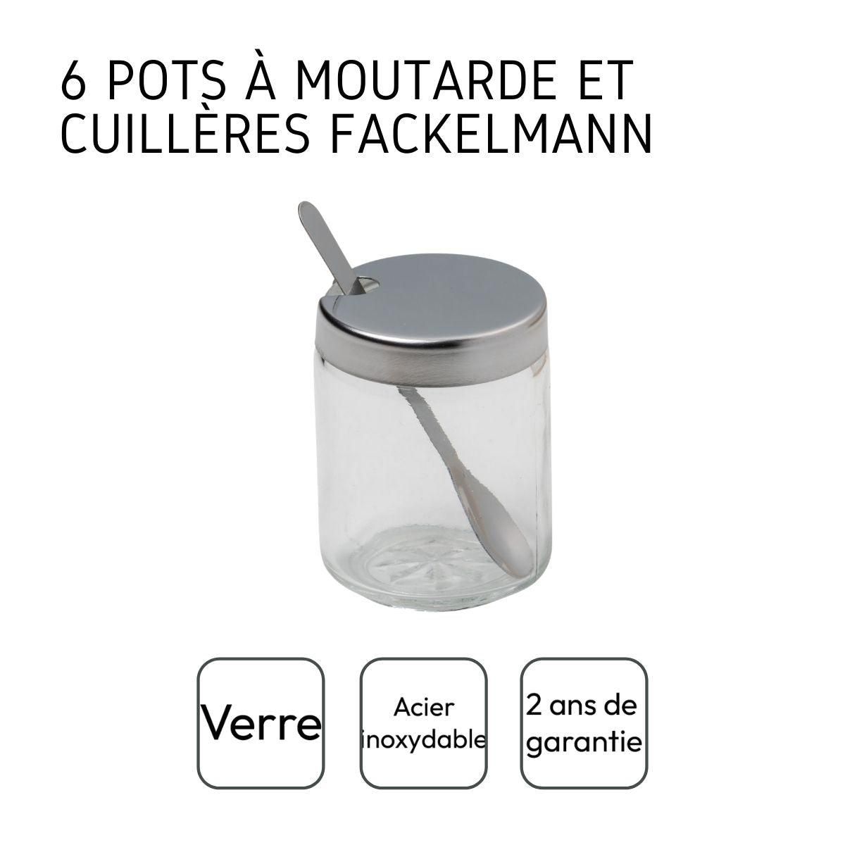 Fackelmann Lot de 6 pots à moutarde avec cuillère Fackelmann