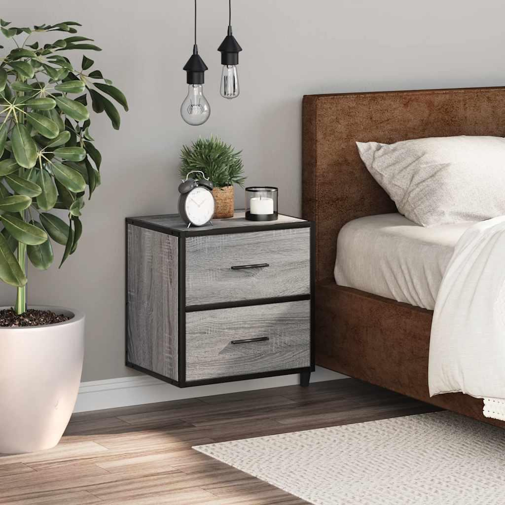 Voir la diapositive 3 : VIDAXL Table de chevet murale sonoma gris 40x31x39,5 cm