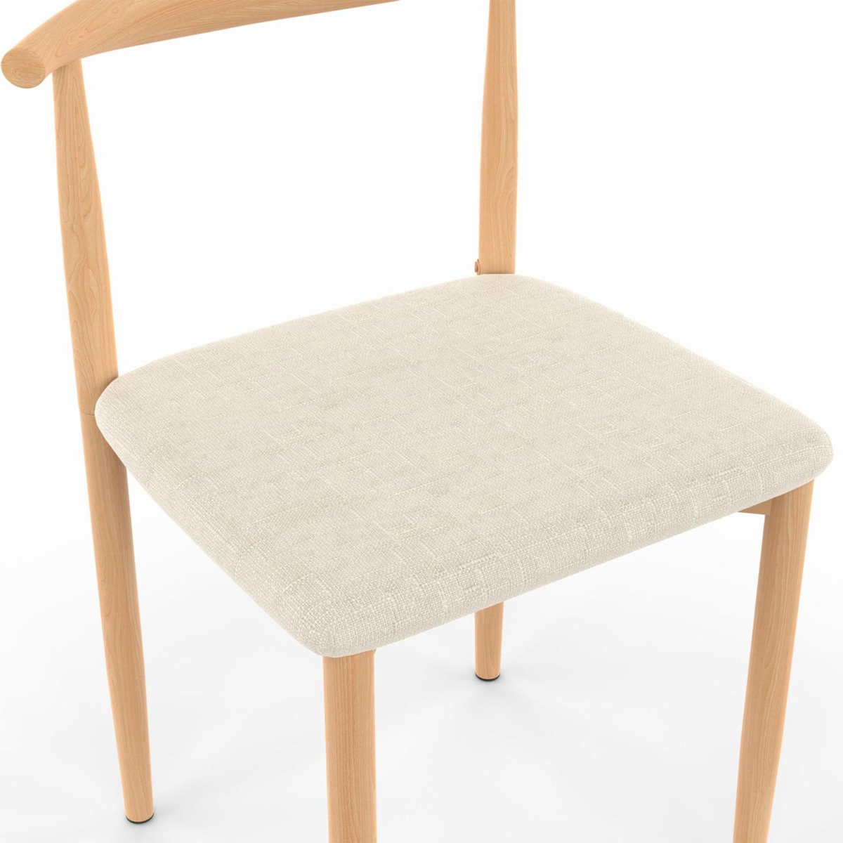 ID MARKET Lot de 6 chaises NOE en imitation bois et assise en tissu beige pour salle à manger