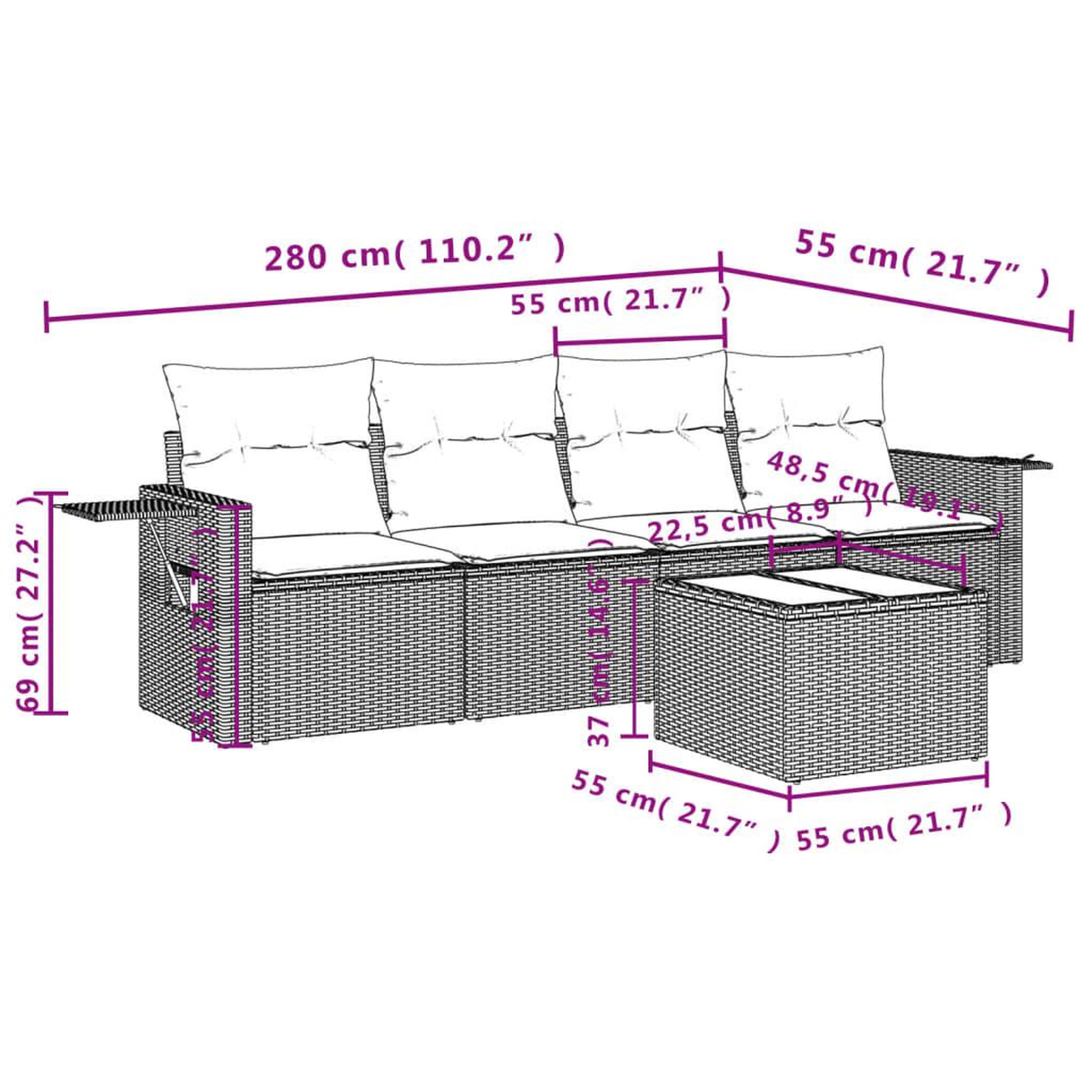Voir la diapositive 4 : VIDAXL Salon de jardin avec coussins 5 pcs beige resine tressee