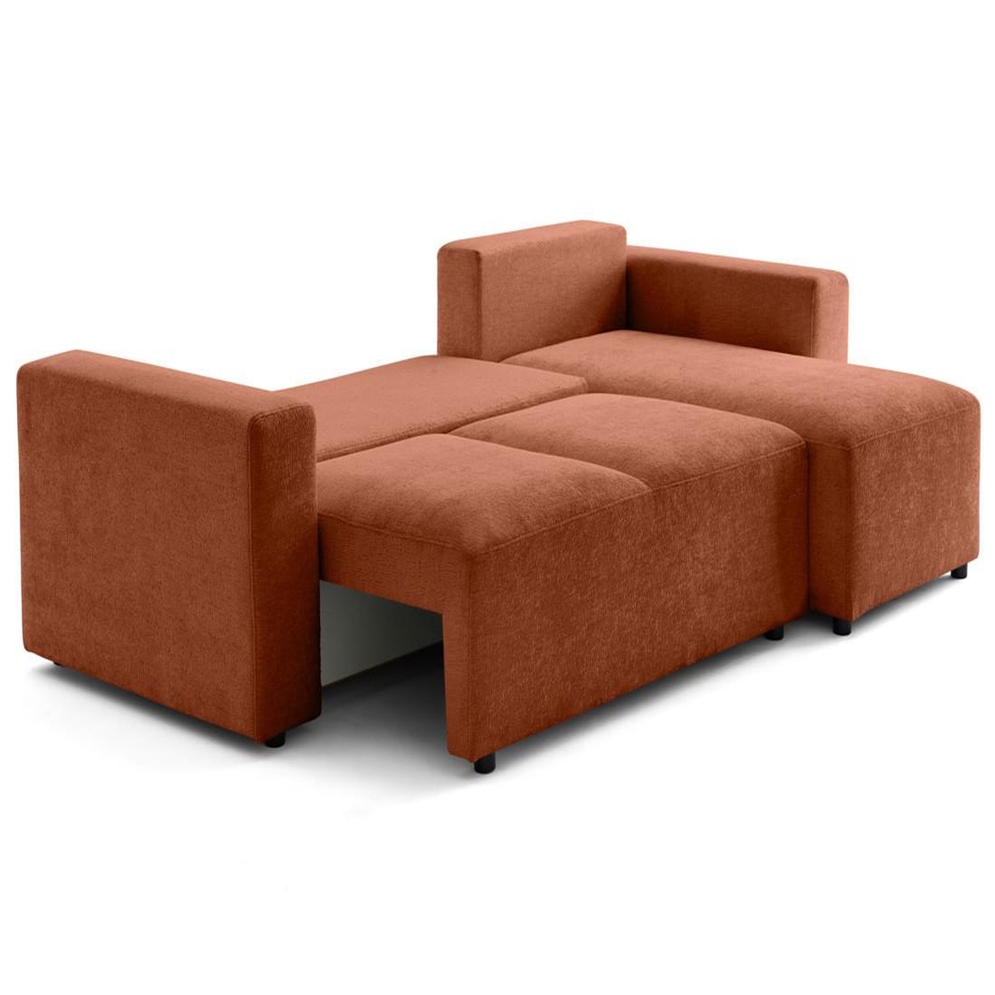 Voir la diapositive 6 : LISA DESIGN Livy - canapé d'angle réversible 4 places convertible avec coffre en velours texturé
