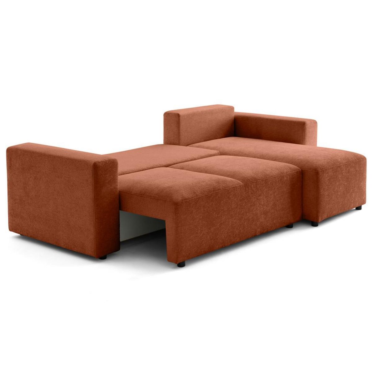 LISA DESIGN Livy - canapé d'angle réversible 4 places convertible avec coffre en velours texturé