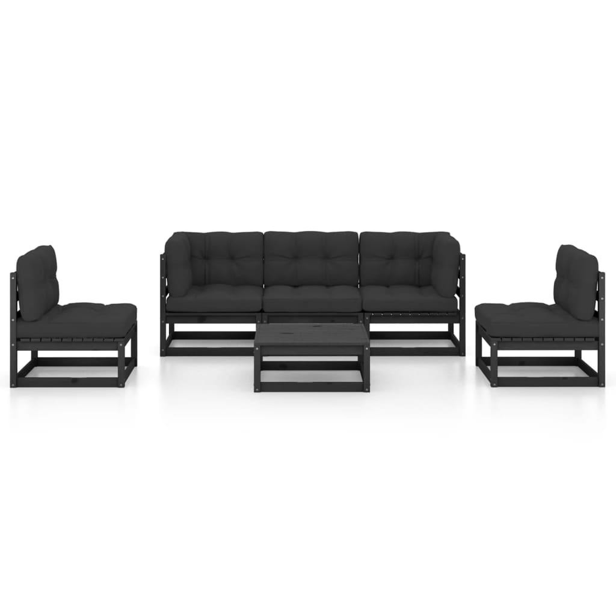 Voir la diapositive 3 : VIDAXL Salon de jardin 6 pcs avec coussins Bois de pin massif