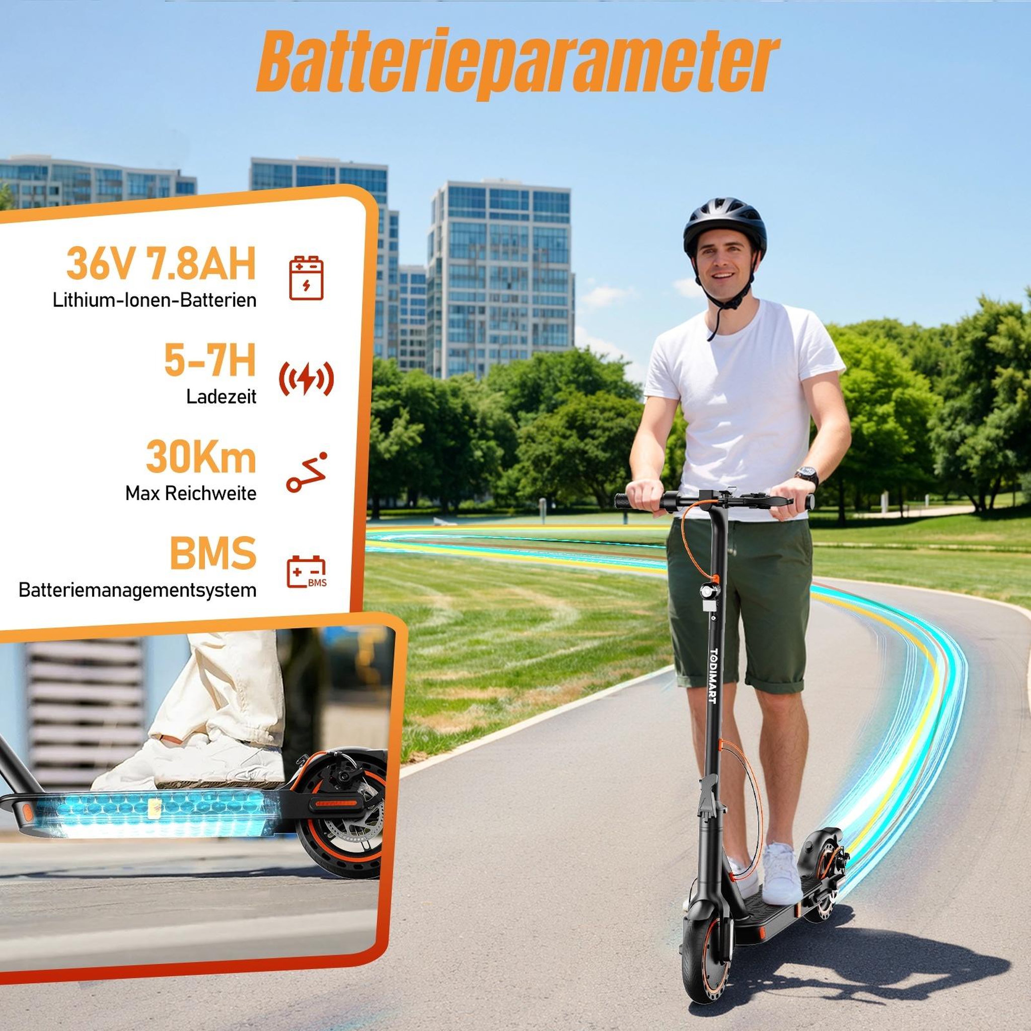 Voir la diapositive 5 : TODIMART Trottinette électrique pliable todimart t3, pneus pleins 8,5 , vitesse maximale 20 km/h, noire