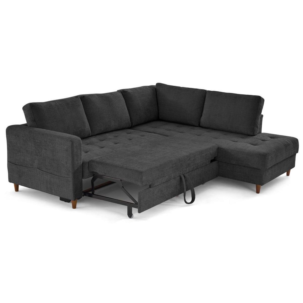 LISA DESIGN Anna - canapé d'angle droit 5 places convertible en velours texturé