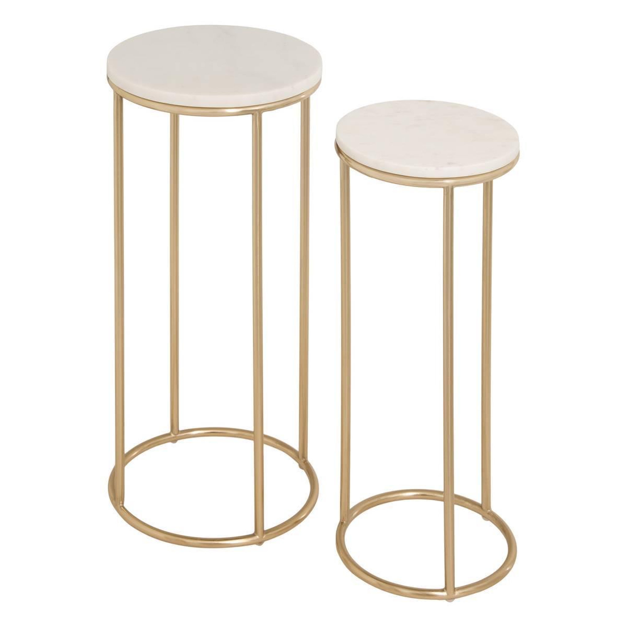 ATMOSPHERA Lot de 2 Sellettes en Marbre  Crush  60cm Doré