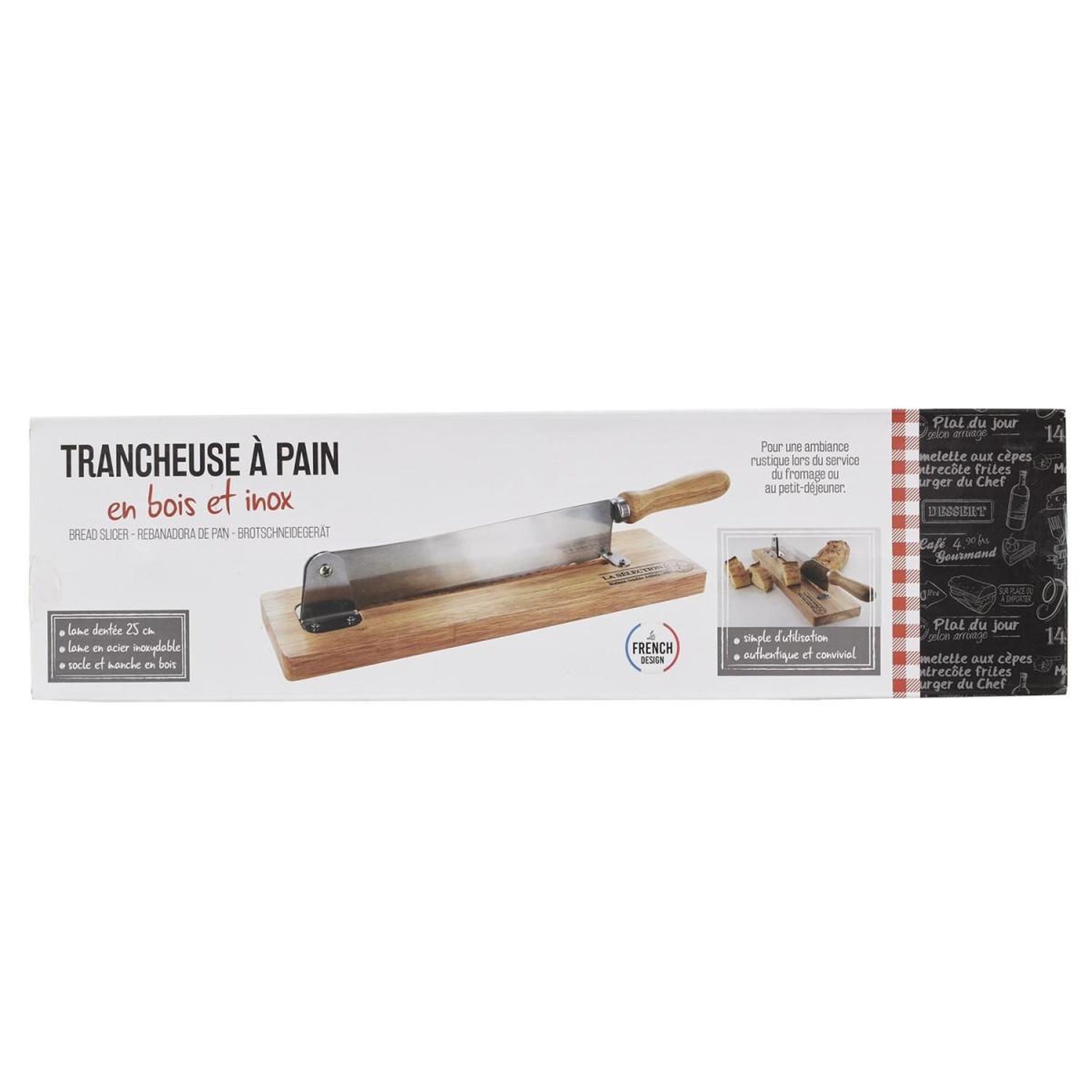 Voir la diapositive 3 : COOK CONCEPT Trancheuse à pain bois & inox  2 en 1  37cm naturel