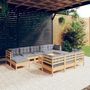Voir la diapositive 1 : VIDAXL Salon de jardin 11 pcs avec coussins gris Bois de pin solide
