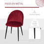 Voir la diapositive 6 : HOMCOM Lot de 2 chaises velours bordeaux pieds métal noir dim. 52L x 54l x 79H cm