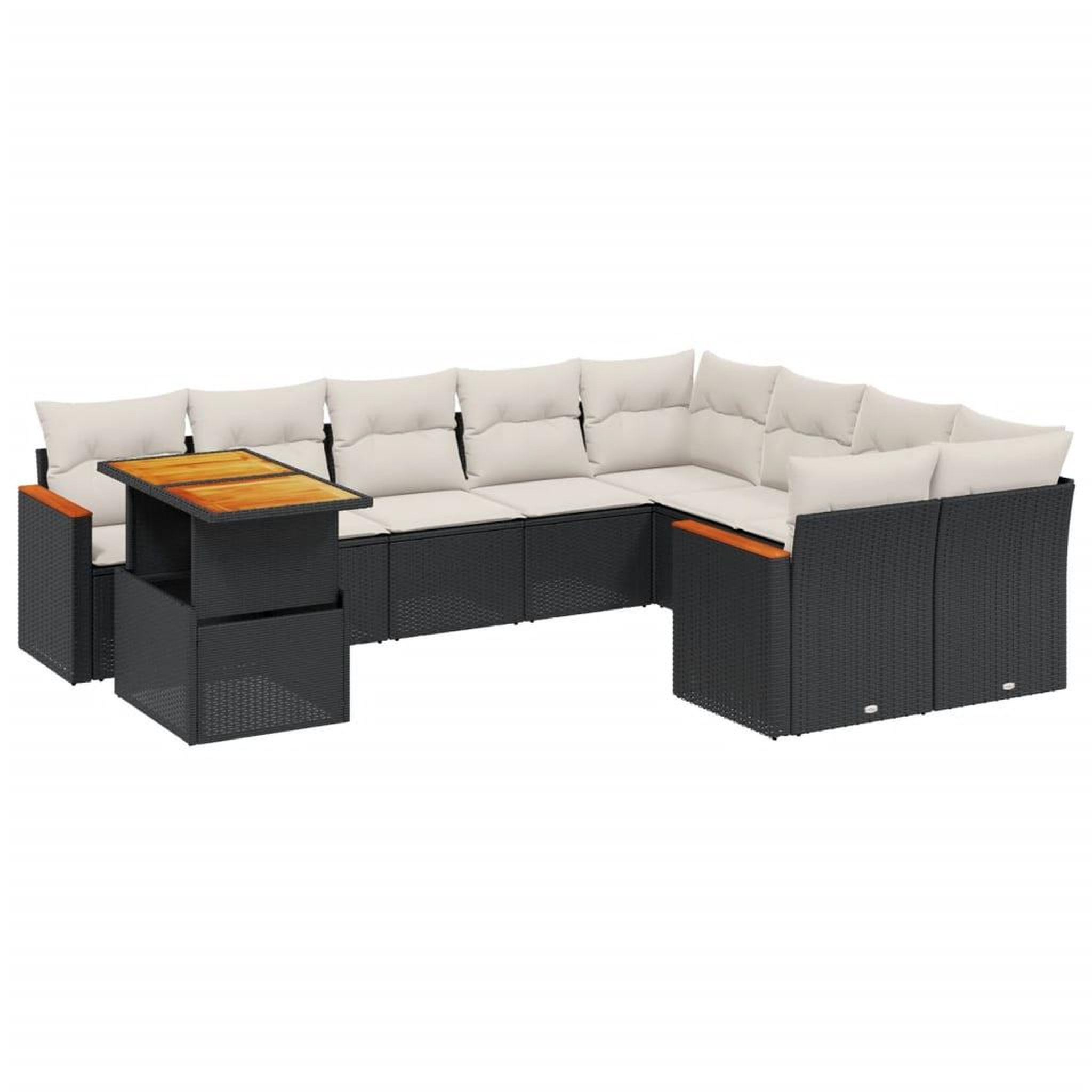 Voir la diapositive 2 : VIDAXL Salon de jardin 10 pcs avec coussins noir resine tressee