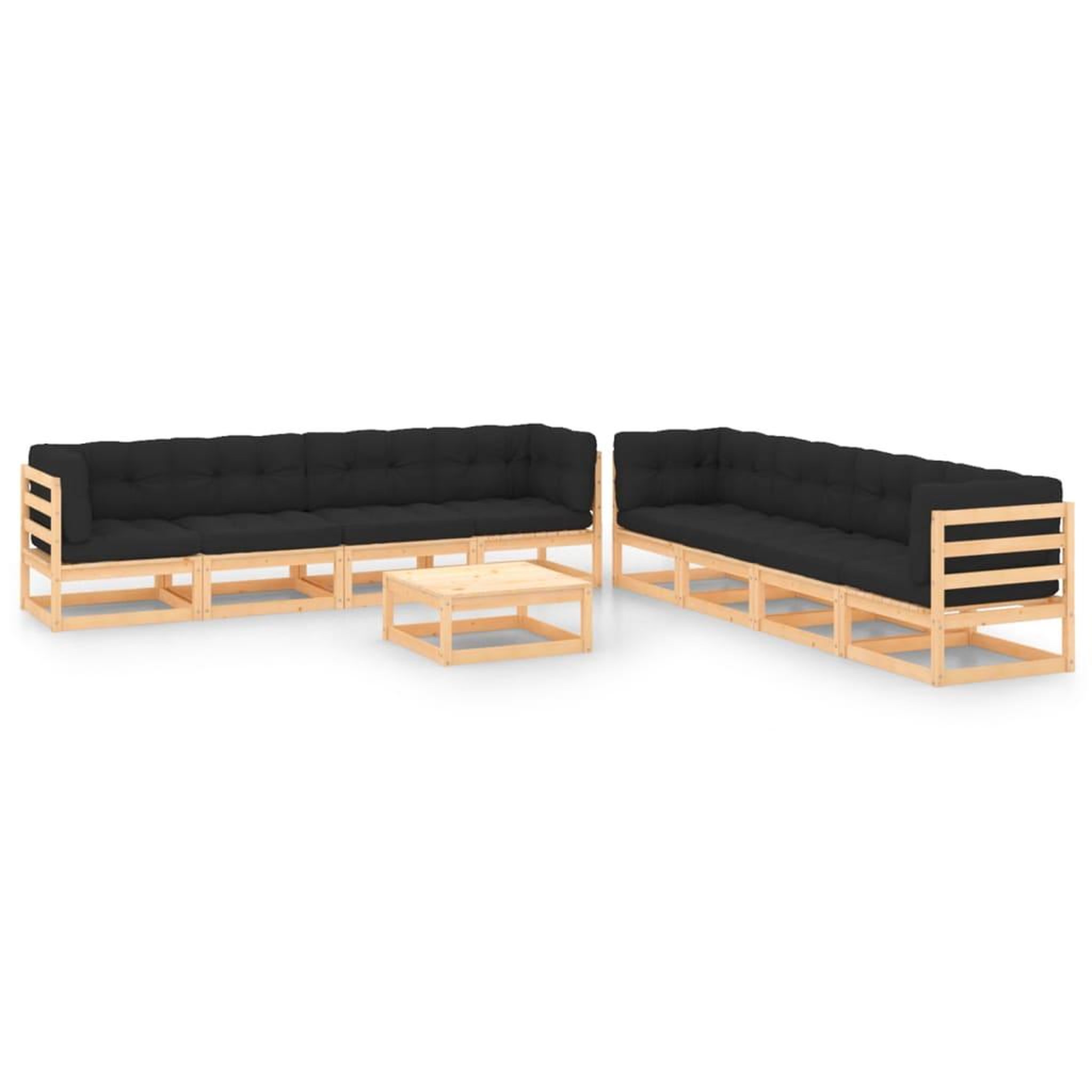 Voir la diapositive 1 : VIDAXL Salon de jardin 9 pcs avec coussins anthracite Pin massif