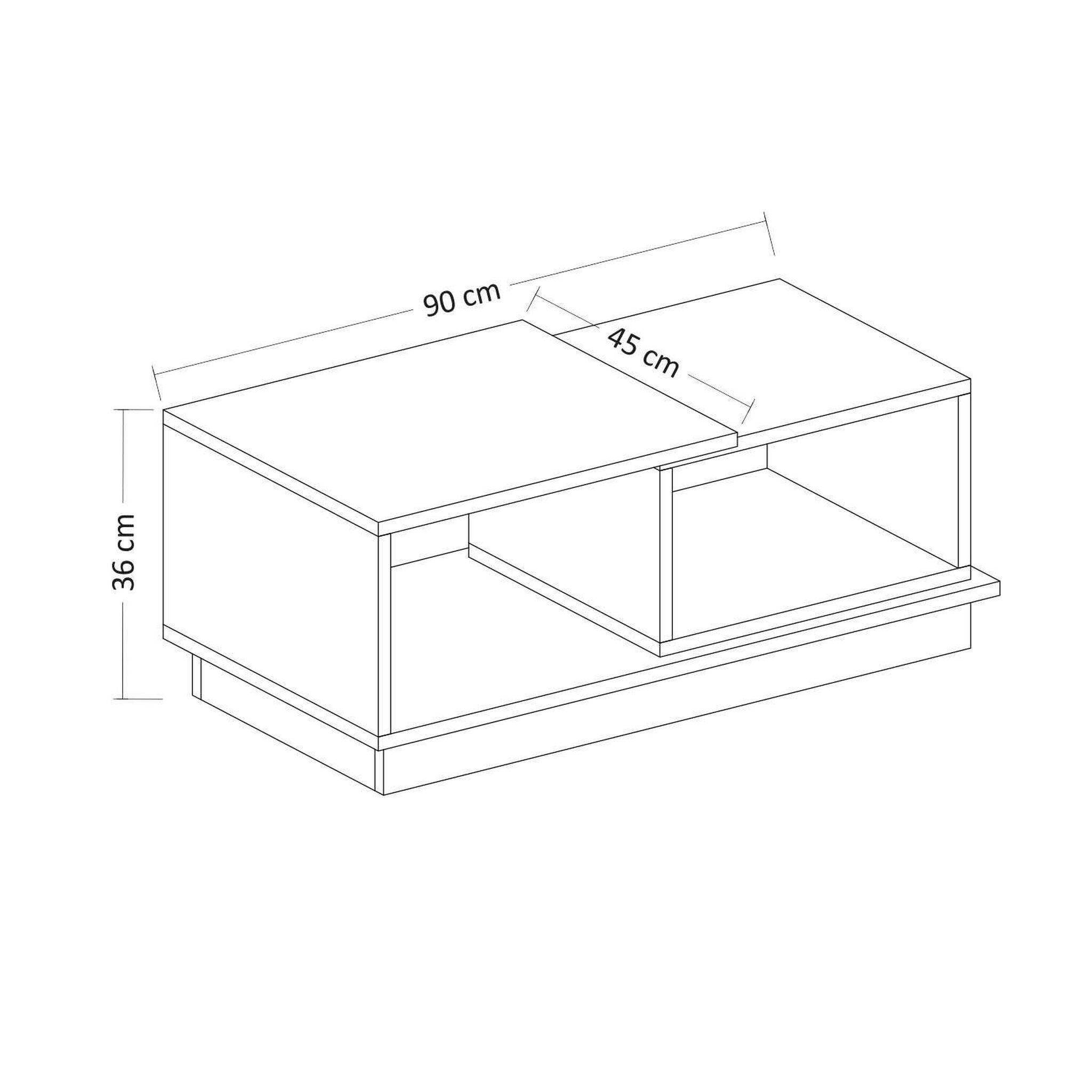Voir la diapositive 3 : TOILINUX Table basse 2 niches zéline en bois - anthracite et beige