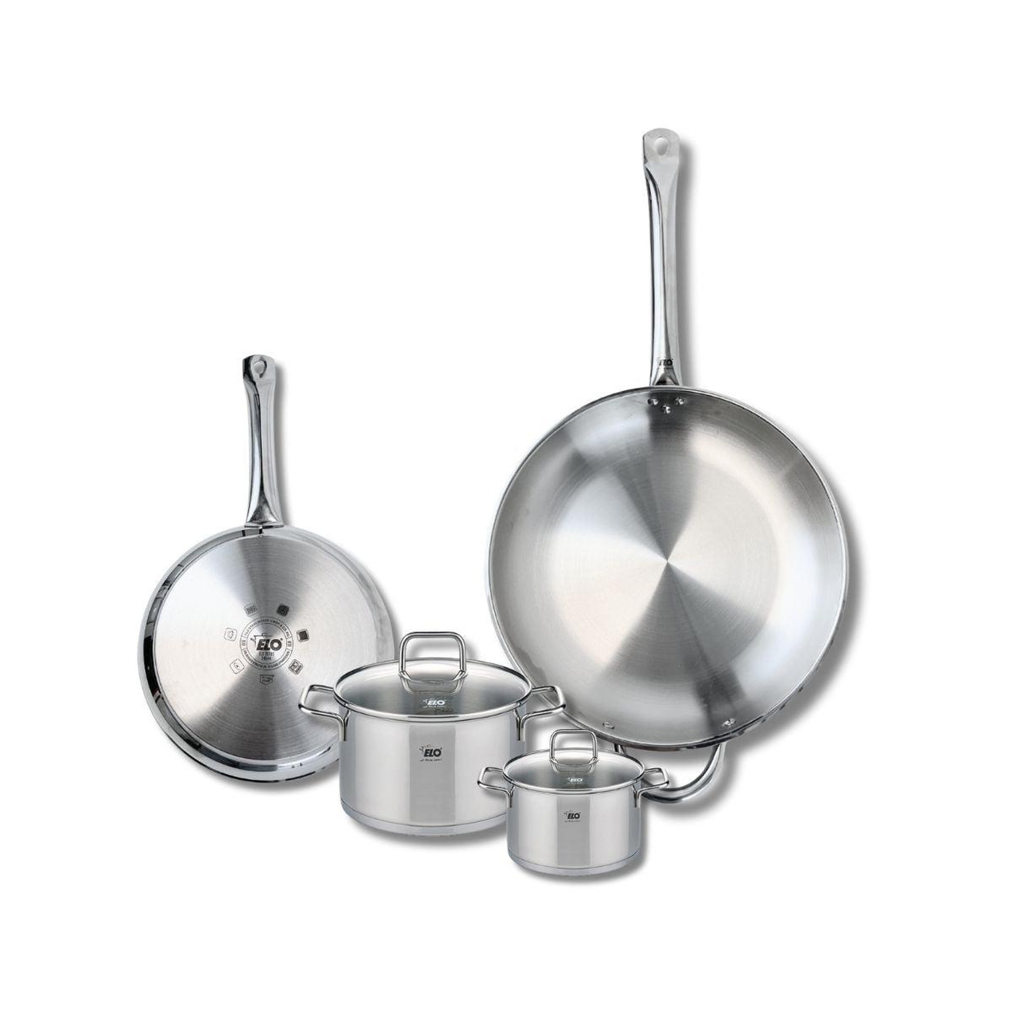 ELO Ensemble de 2 poêles de cuisson 24 et 32 cm et 2 faitouts 12 et 16 cm elo profi citrin