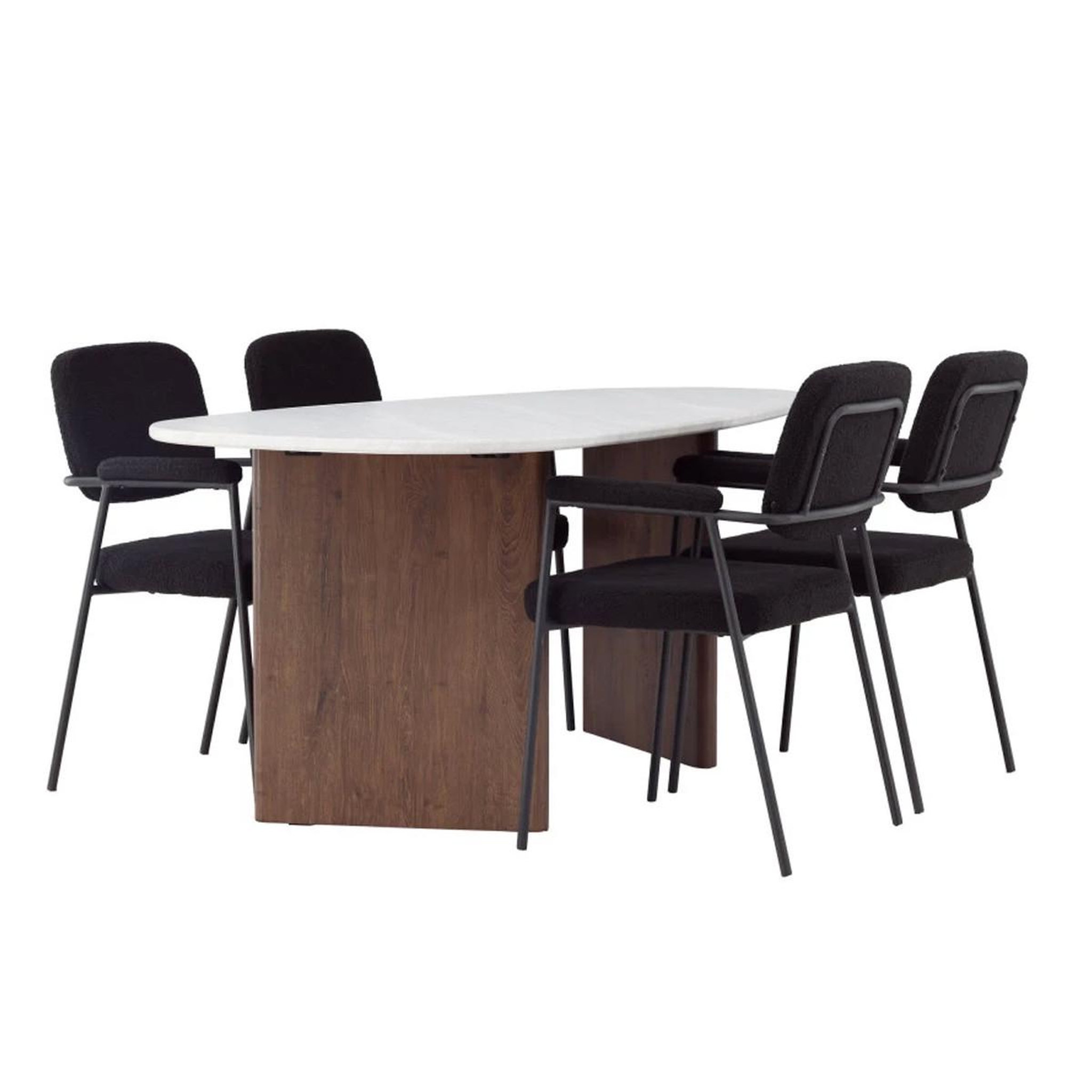 Paris Prix Ensemble table à manger & 4 chaises  gronvik & yesterday  180cm gris clair & noir