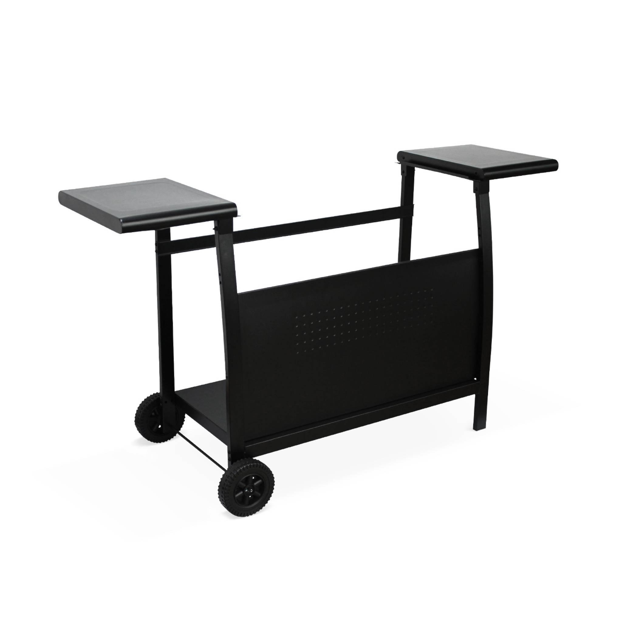 Voir la diapositive 6 : SWEEEK Plancha au gaz 4 brûleurs sur chariot - Porthos - 10kW. plancha à gaz avec desserte . cuisine extérieure. plaque émaillée. inox. barbecue