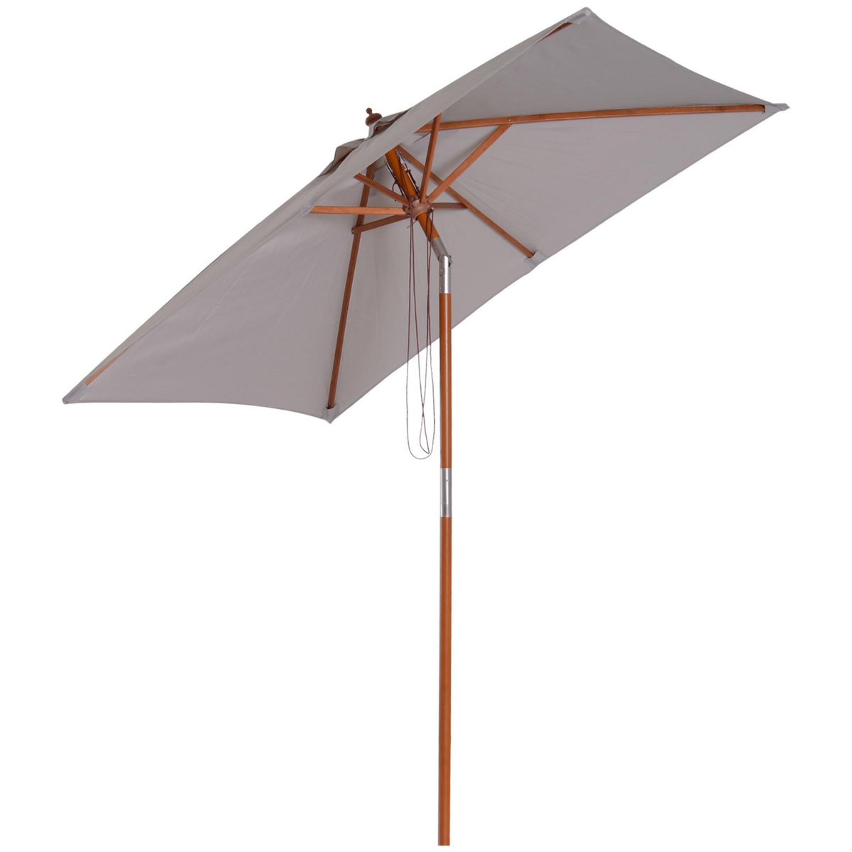OUTSUNNY Parasol rectangulaire inclinable bois polyester haute densité 2L x 1,5l x 2,3H m gris clair