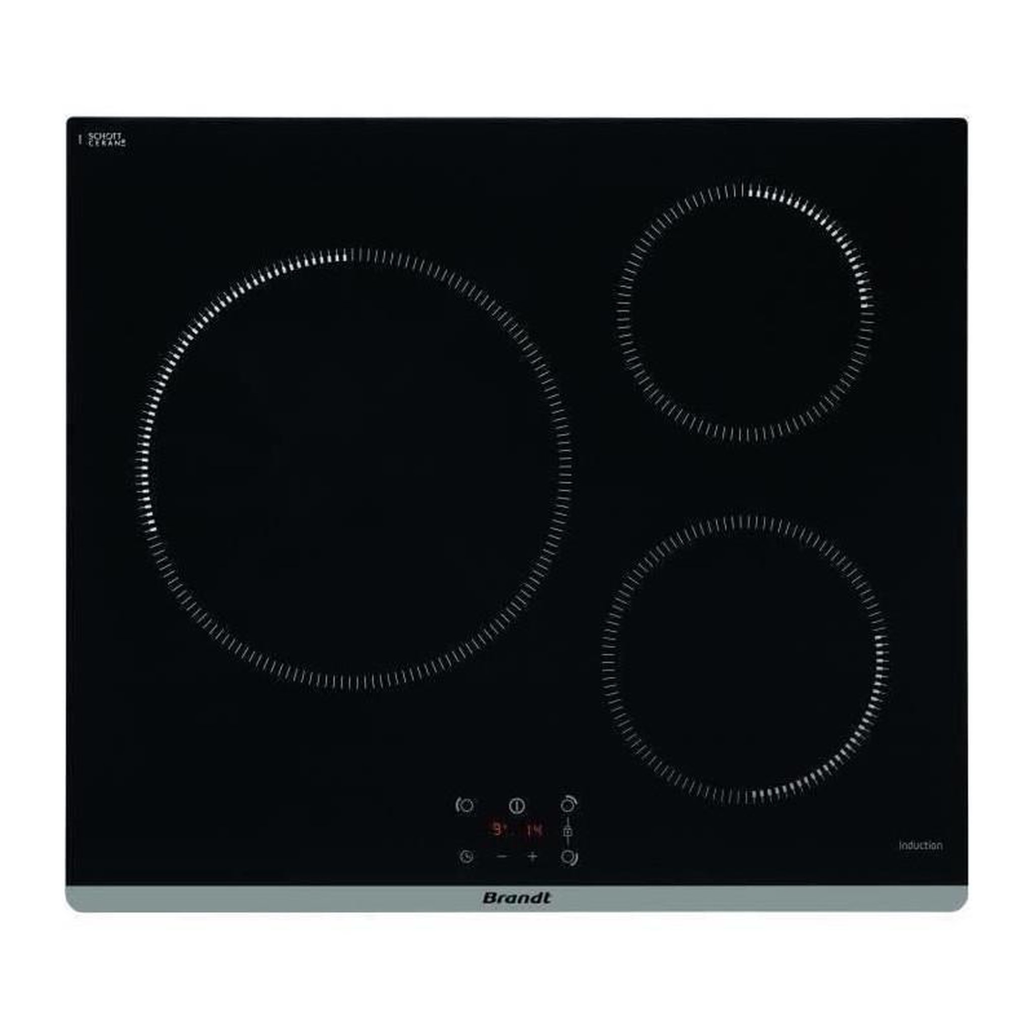 Voir la diapositive 2 : BRANDT Plaque de cuisson induction - BRANDT - 3 zones - L60 cm - TI364B - 7200 W - Noir