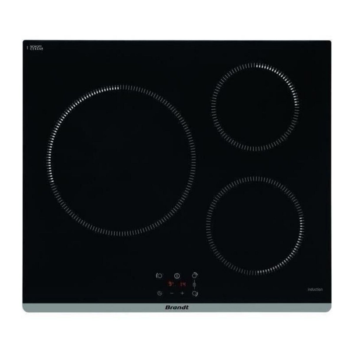 BRANDT Plaque de cuisson induction - BRANDT - 3 zones - L60 cm - TI364B - 7200 W - Noir