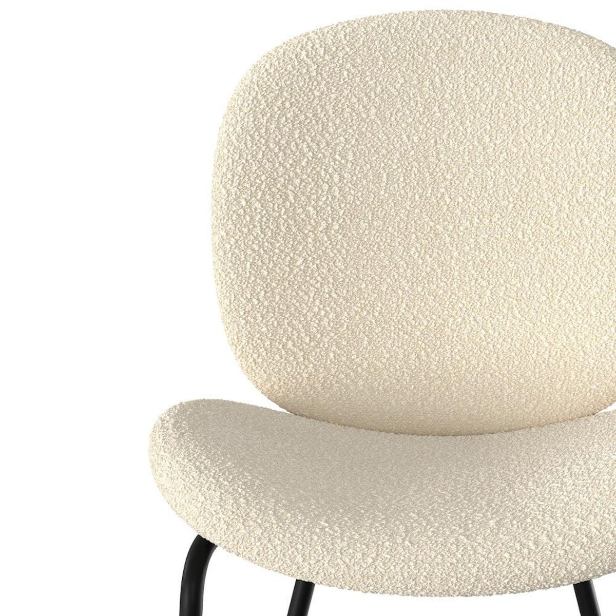 Rendez vous déco Lot de 2 chaises en tissu bouclé beige et pieds en métal noir-Iris