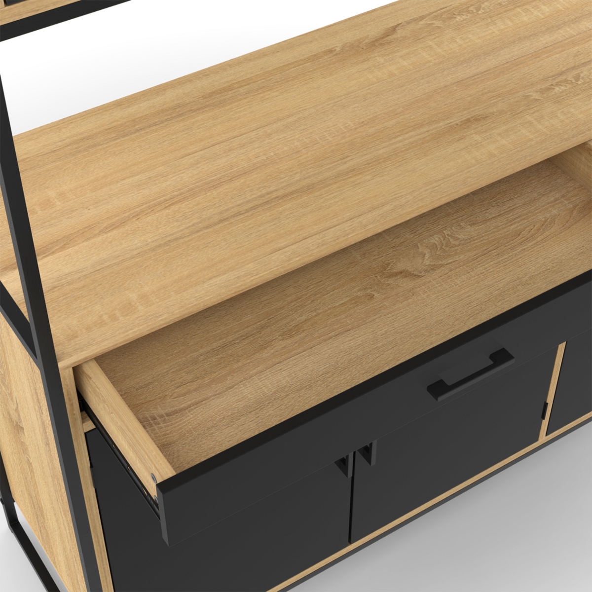 ID MARKET Buffet de cuisine 120 CM BOSTON meuble 6 portes design industriel + tiroir