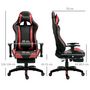 Voir la diapositive 3 : HOMCOM Chaise de bureau gaming style baquet racing pivotant inclinable réglable avec coussins repose-pieds synthétique noir rouge