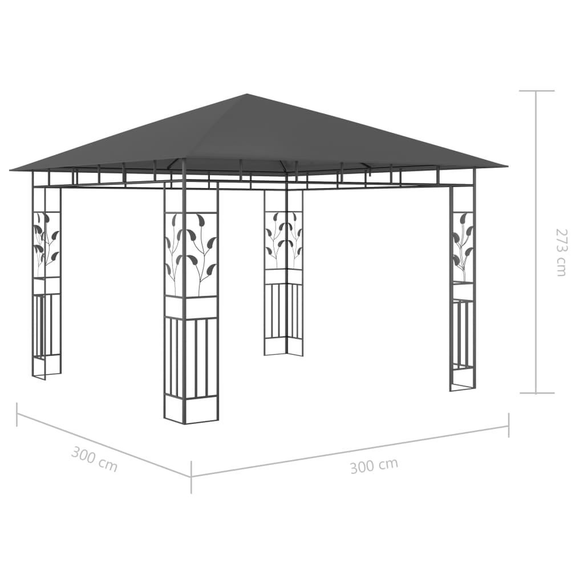 Voir la diapositive 6 : VIDAXL Tonnelle avec moustiquaire et lumieres LED 3x3x2,73m Anthracite